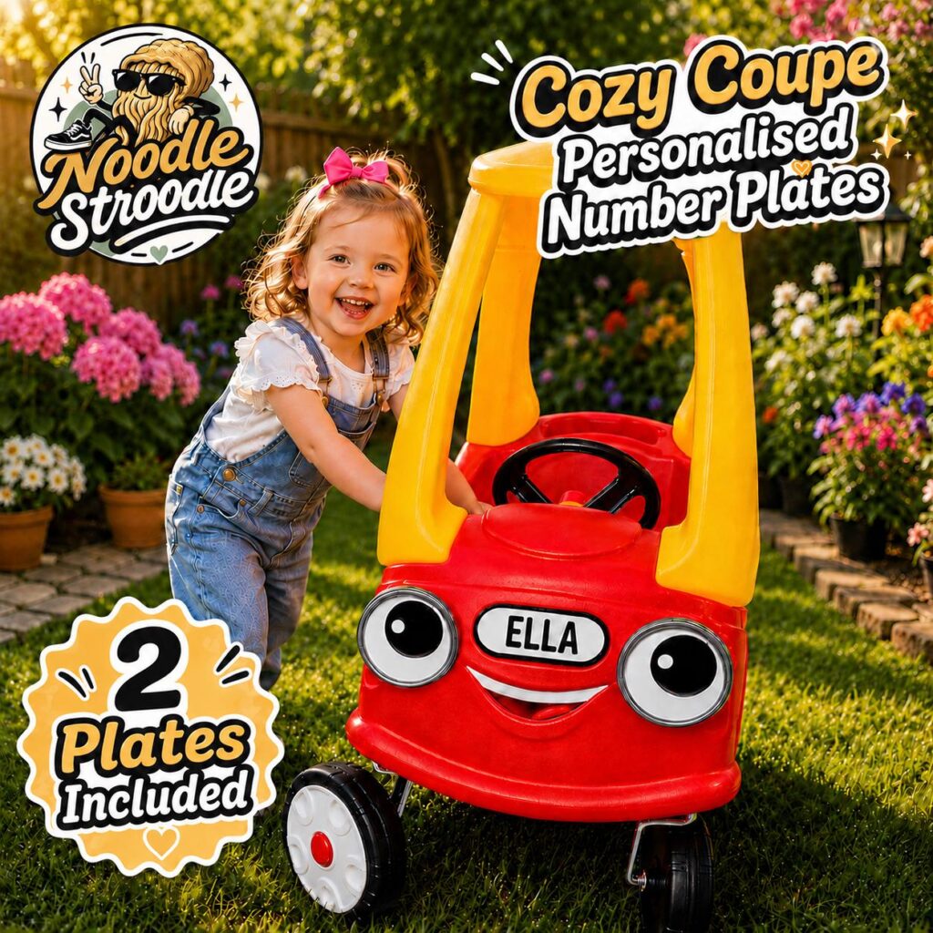 Personalised Cozy Coupe Number Plates | 2 Raised 3D Plates Compatible with Little Tikes