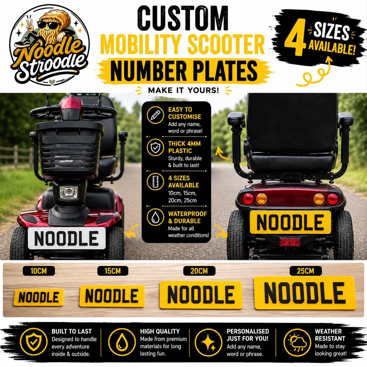 Personalised Mobility Scooter Number Plate | Custom Novelty Registration (4 Sizes) - Image 9