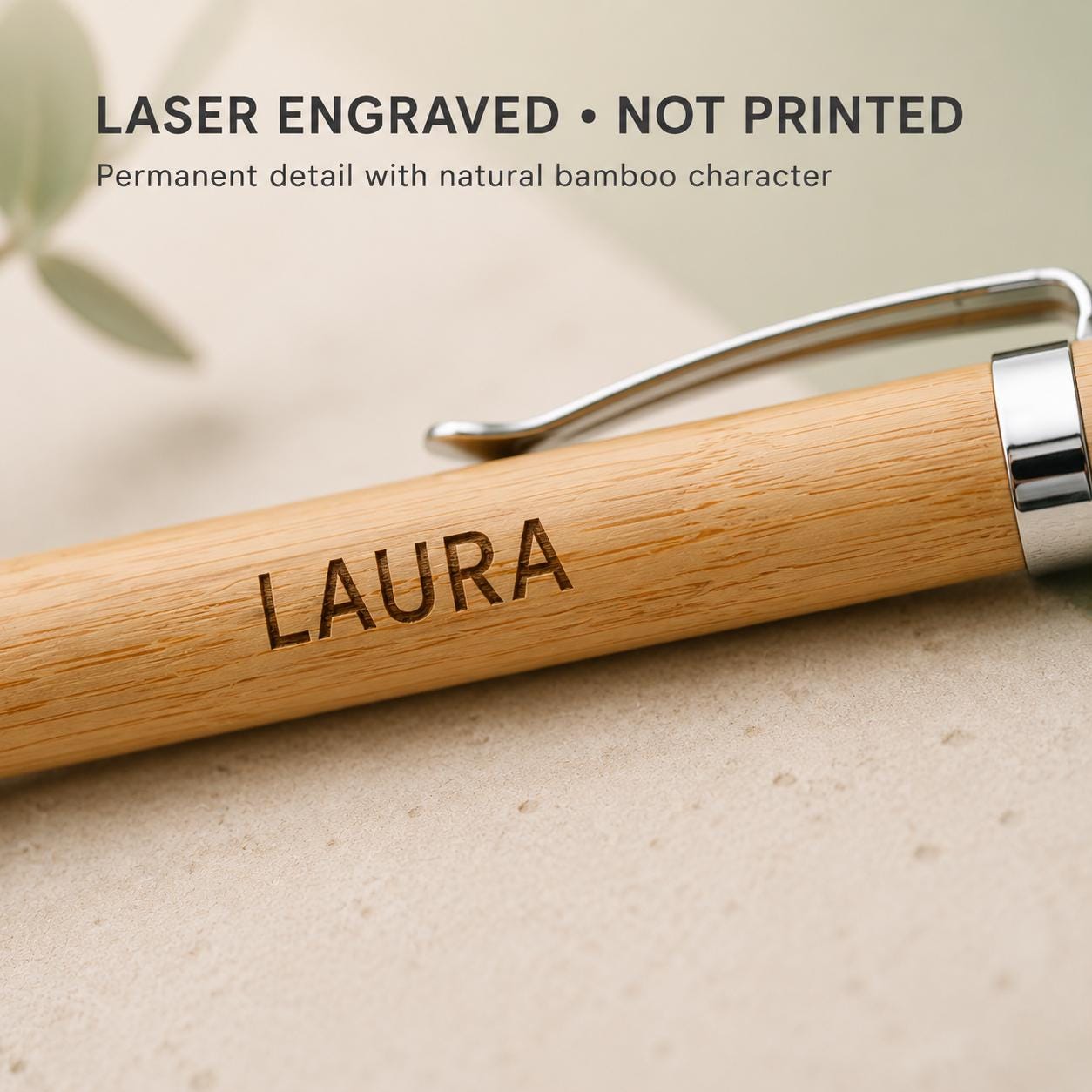 Personalised Engraved Bamboo Ballpoint Pen – Custom Name, Funny or Rude Message Gift - Image 4