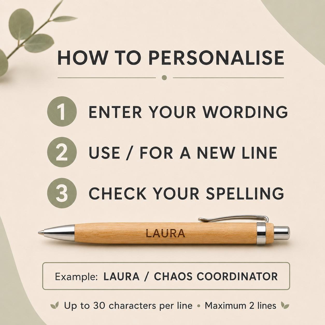 Personalised Engraved Bamboo Ballpoint Pen – Custom Name, Funny or Rude Message Gift - Image 6