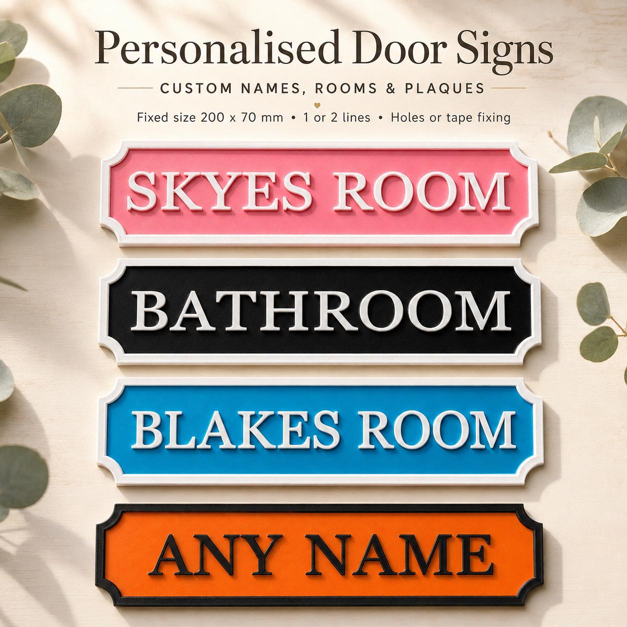 Personalised Door Sign – Custom 3D Printed Bedroom Name Plaque, 200 x 70 mm - Image 7