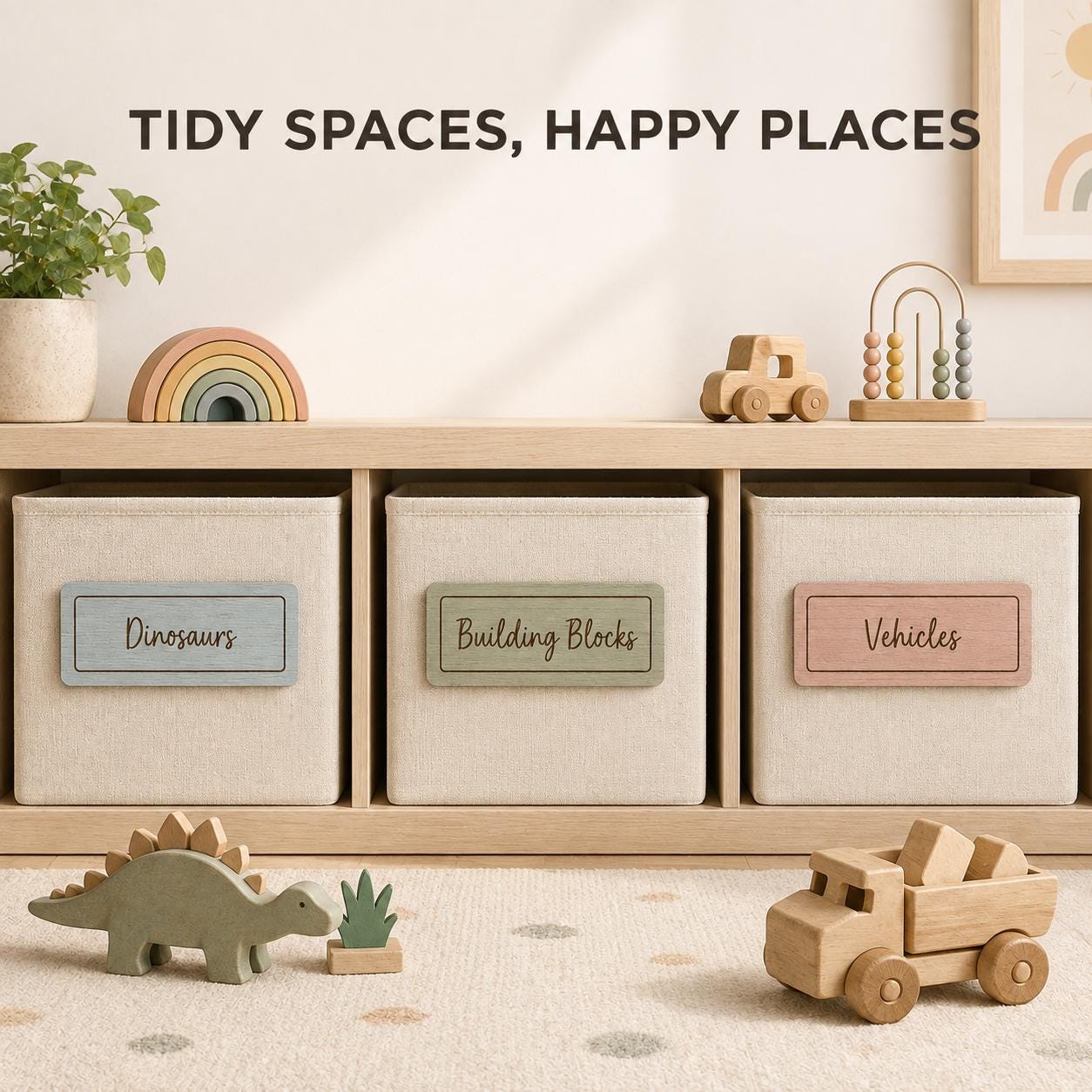 Personalised Wooden Sign, Any Text Engraved Storage Label, Door or Basket Plaque - Image 3