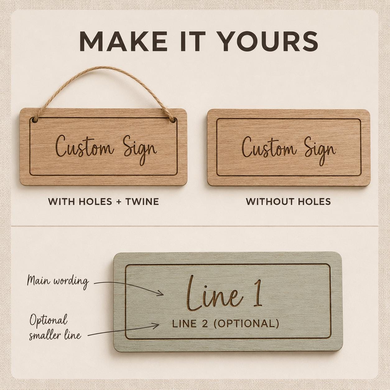 Personalised Wooden Sign, Any Text Engraved Storage Label, Door or Basket Plaque - Image 8