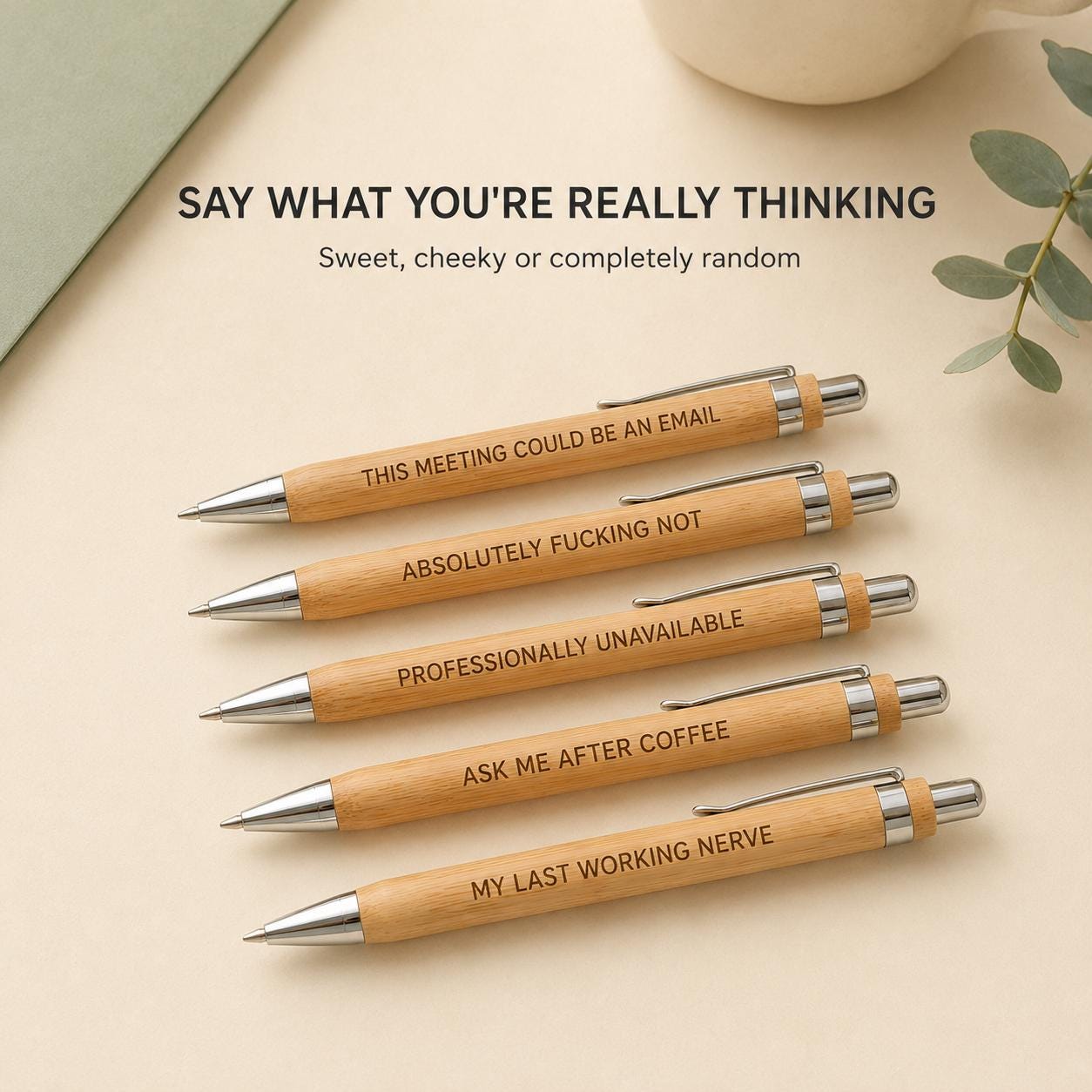 Personalised Engraved Bamboo Ballpoint Pen – Custom Name, Funny or Rude Message Gift - Image 8
