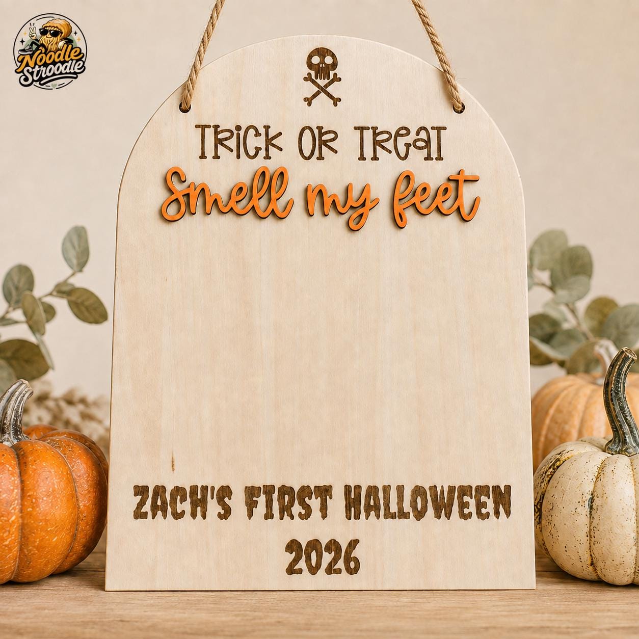 Personalised Baby’s First Halloween Footprint Plaque, Trick or Treat Smell My Feet Keepsake - Image 6
