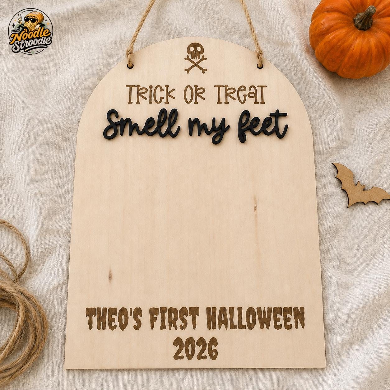 Personalised Baby’s First Halloween Footprint Plaque, Trick or Treat Smell My Feet Keepsake - Image 4