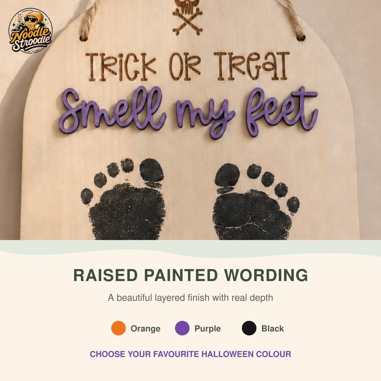 Personalised Baby’s First Halloween Footprint Plaque, Trick or Treat Smell My Feet Keepsake - Image 5