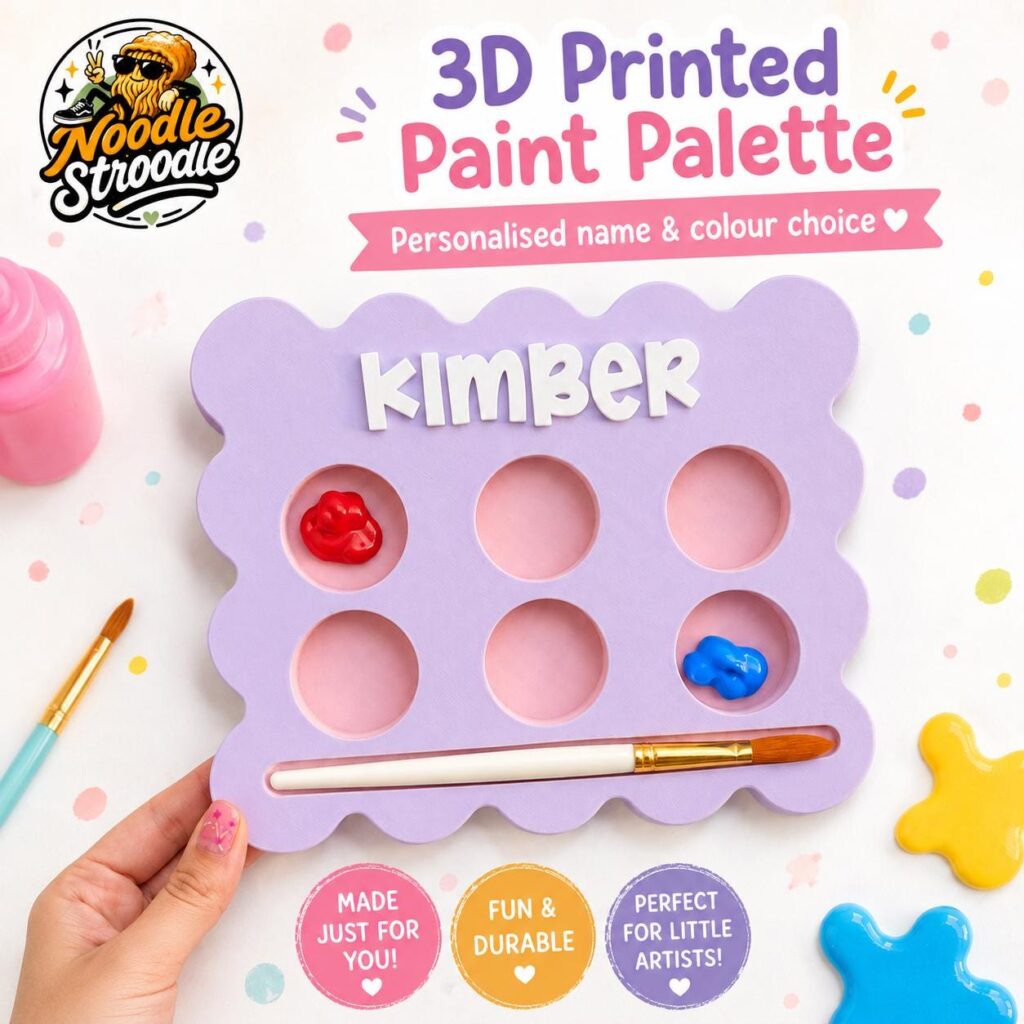 Personalised Paint Palette, 3D Printed Paint Mixing Tray, Custom Name Artist Gift, Brush Holder