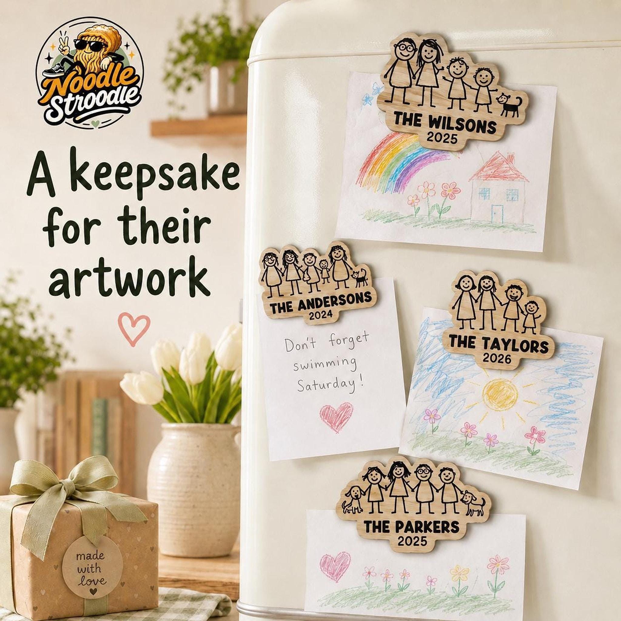 Custom Fridge Magnet, Wooden Child Artwork Keepsake with Engraved Name - Image 8