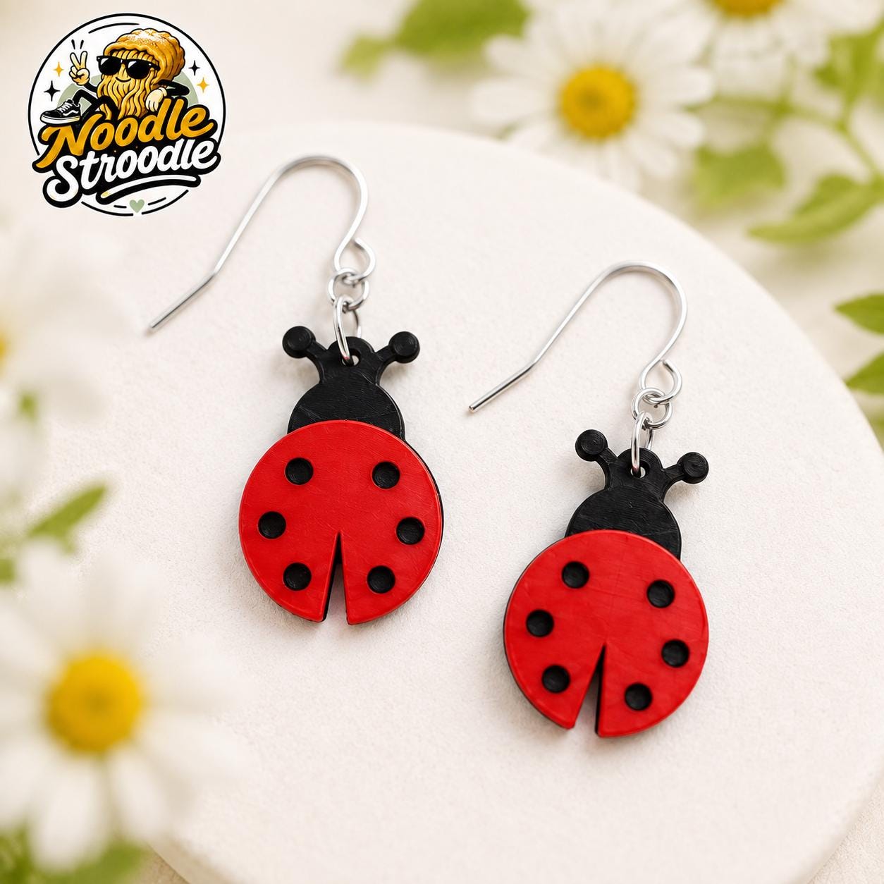 Ladybird Earrings, 3D Printed Ladybug Dangle Earrings, Garden Lover Gift, Red Bug Jewellery - Image 7