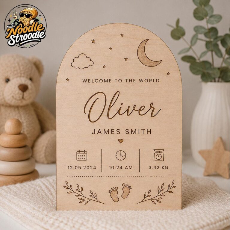 Baby Birth Plaque, Personalised Wooden Stats Keepsake