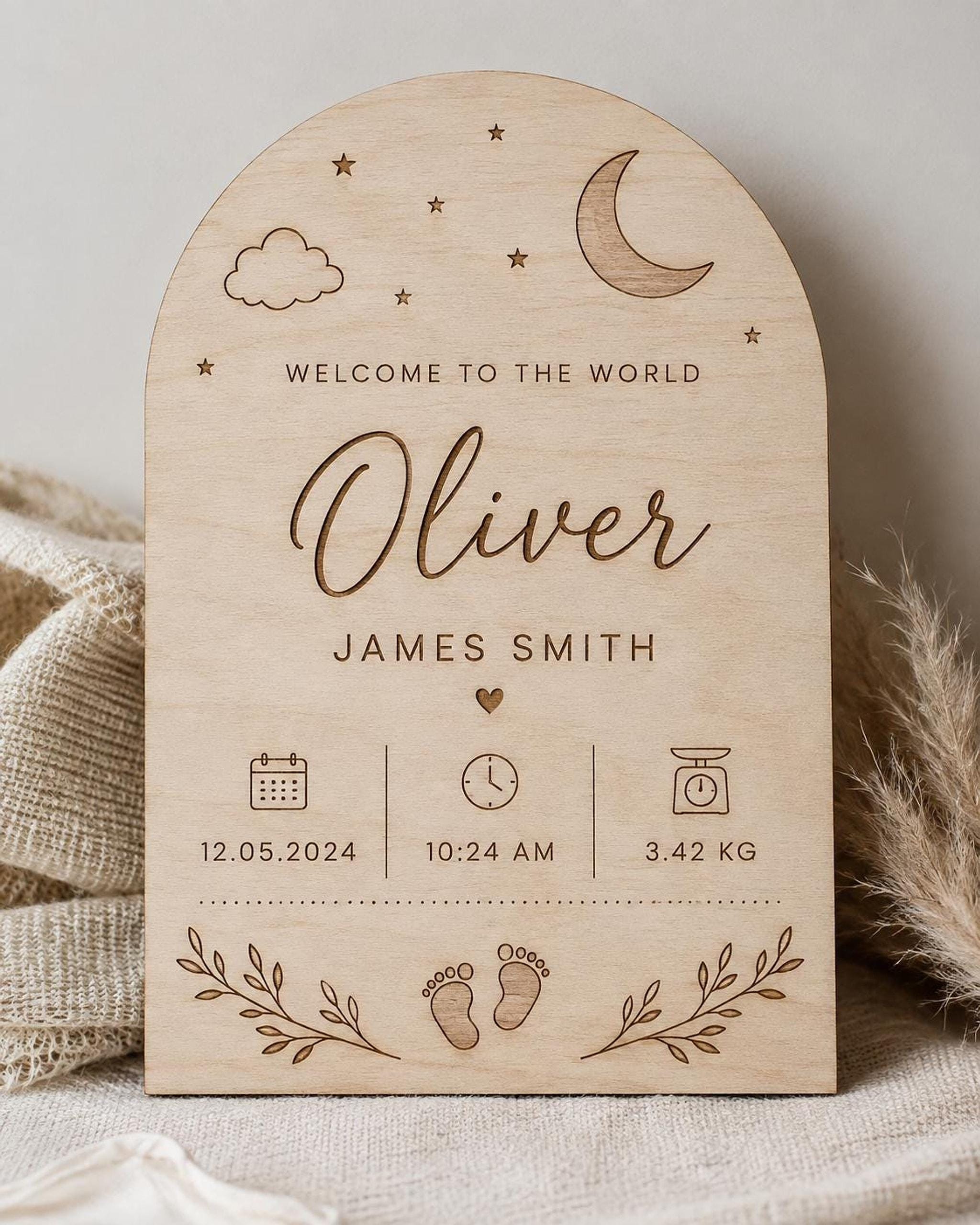 Baby Birth Plaque, Personalised Wooden Stats Keepsake - Image 4