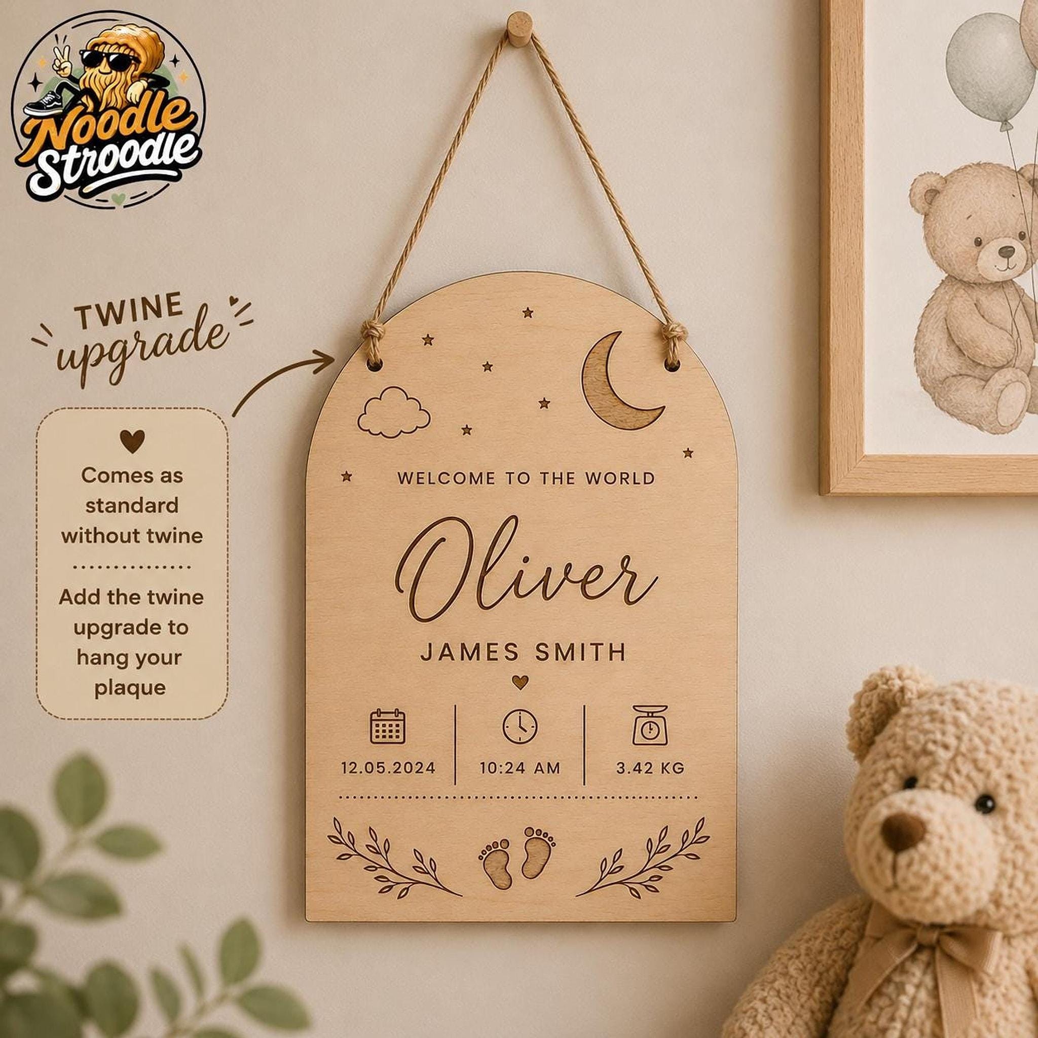 Baby Birth Plaque, Personalised Wooden Stats Keepsake - Image 8