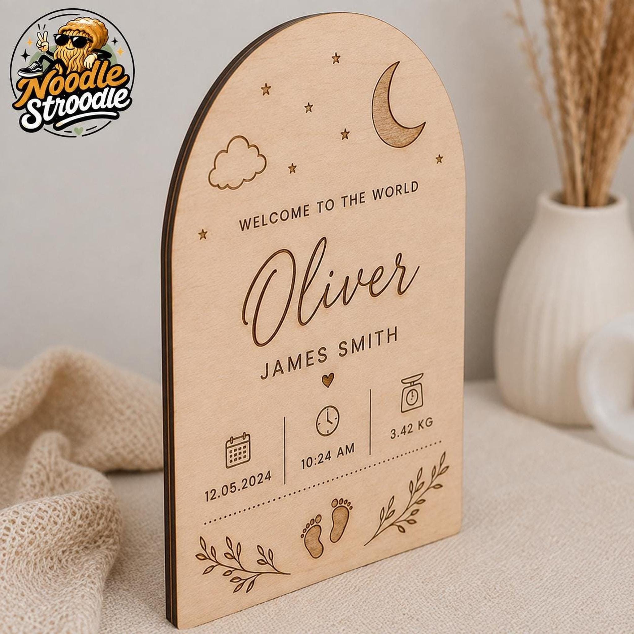 Baby Birth Plaque, Personalised Wooden Stats Keepsake - Image 9