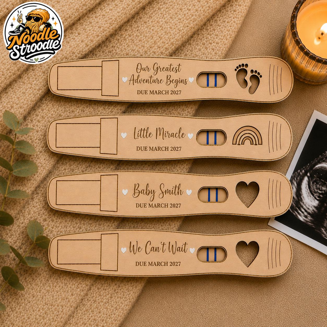 Personalised Pregnancy Announcement Gift Box, Wooden Baby Reveal Test, Custom Due Date Keepsake - Image 6