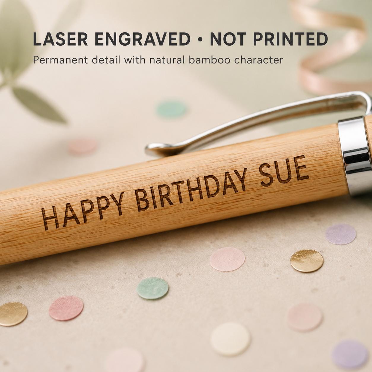 Personalised Bamboo Pen, Engraved Birthday Gift, Funny Milestone Pen for Him or Her - Image 8