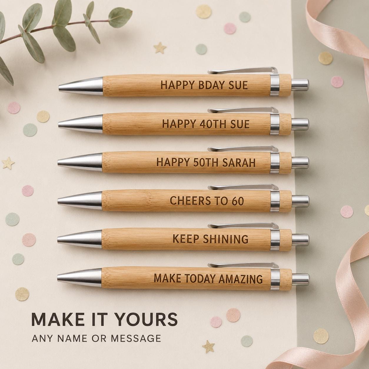 Personalised Bamboo Pen, Engraved Birthday Gift, Funny Milestone Pen for Him or Her - Image 7