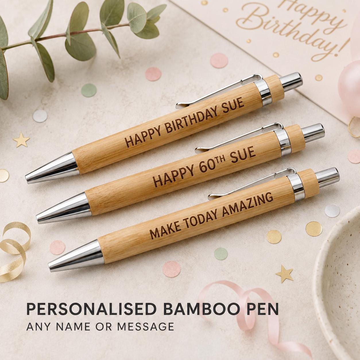 Personalised Bamboo Pen, Engraved Birthday Gift, Funny Milestone Pen for Him or Her - Image 4