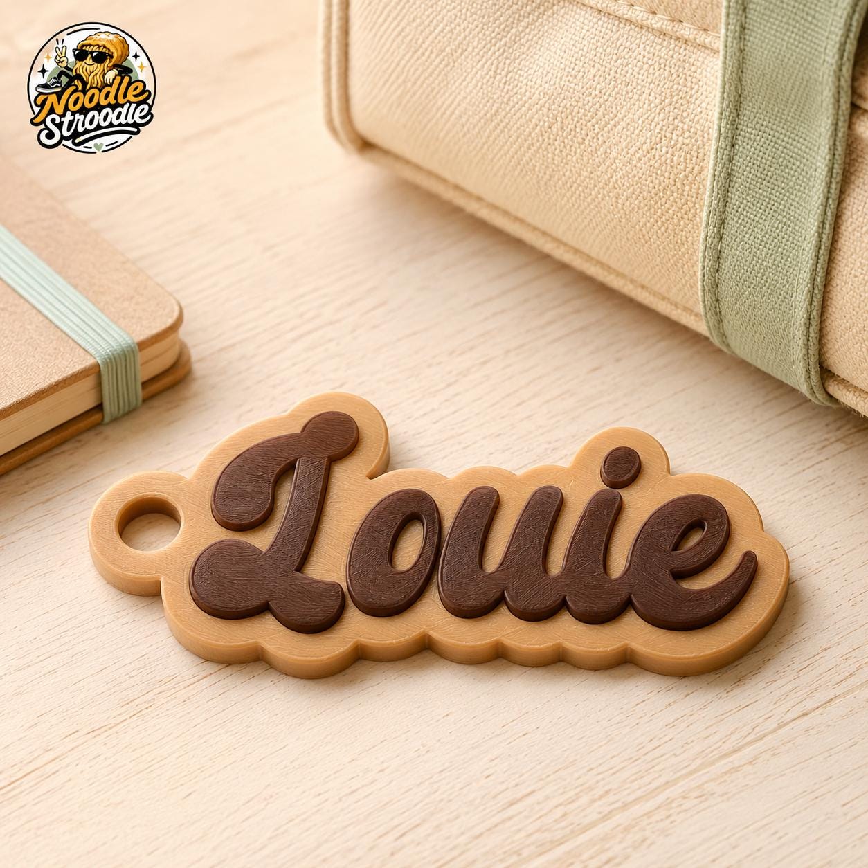 Personalised 3D Printed Name Keyring, Custom Two Colour Bag Tag, Choice of 4 Fonts