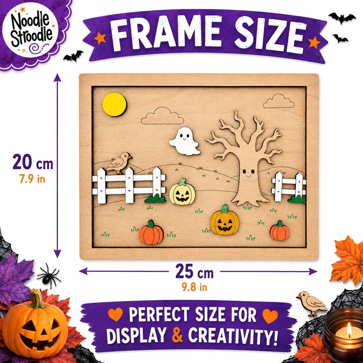 Paint Your Own Wooden Pumpkin Patch Scene, Halloween Craft Kit, Engraved DIY Autumn Decoration - Image 6
