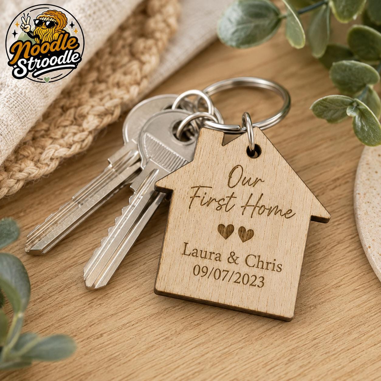 Personalised Wooden New Home Keyring, First Home Gift for Couple, Housewarming Keepsake - Image 7