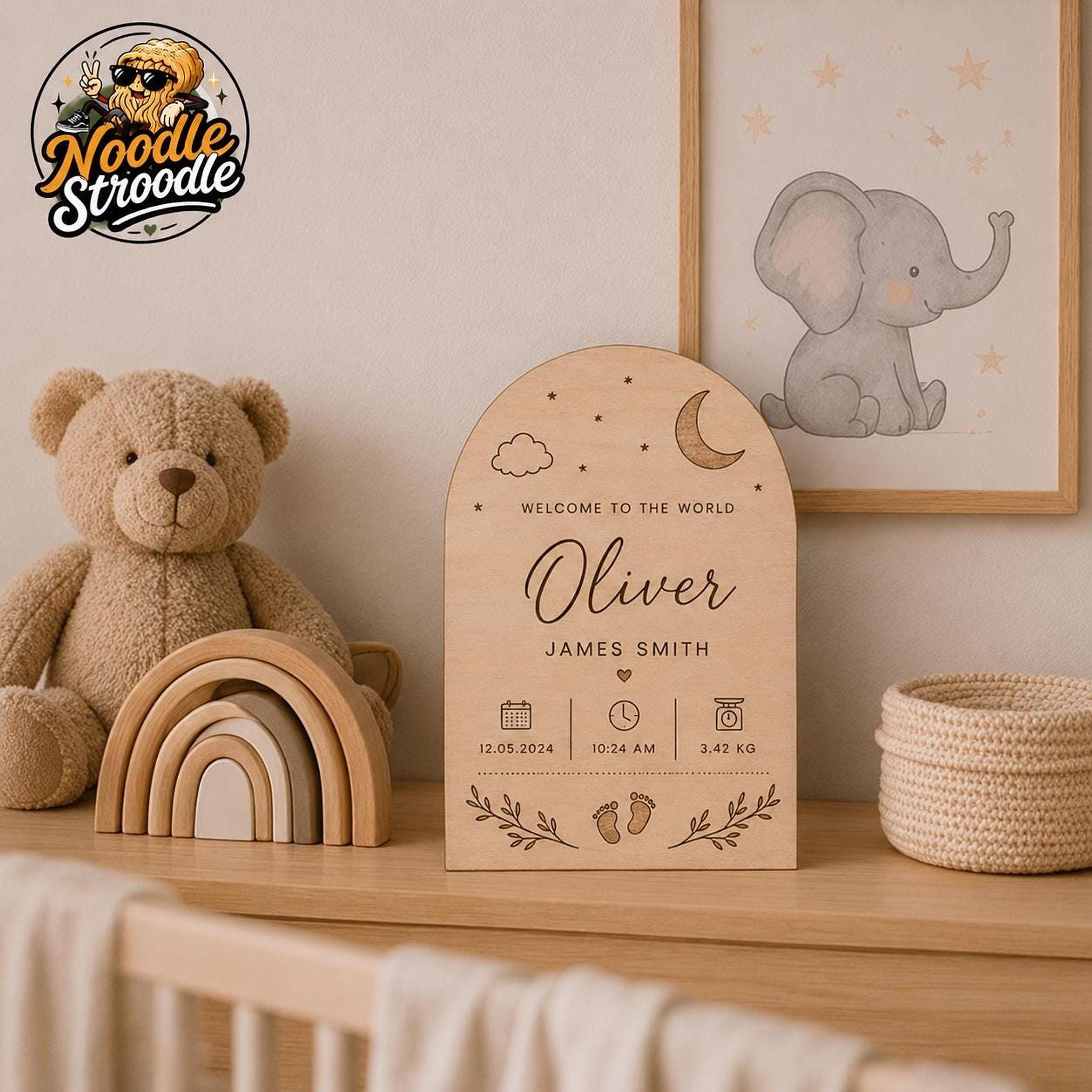 Baby Birth Plaque, Personalised Wooden Stats Keepsake - Image 6