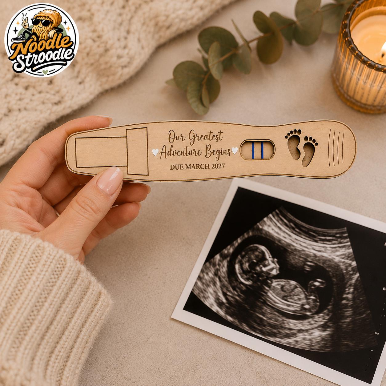 Personalised Pregnancy Announcement Gift Box, Wooden Baby Reveal Test, Custom Due Date Keepsake - Image 4