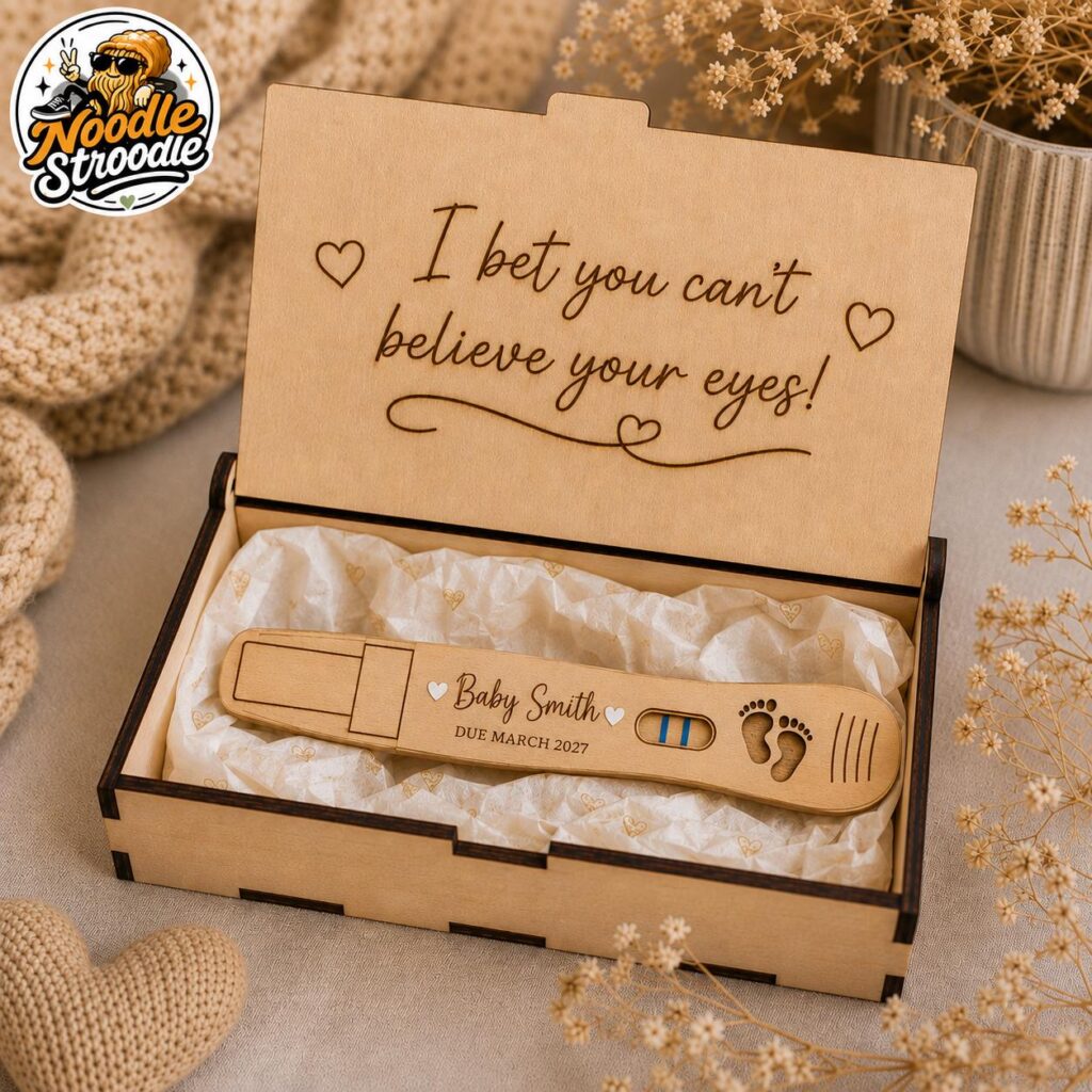 Personalised Pregnancy Announcement Gift Box, Wooden Baby Reveal Test, Custom Due Date Keepsake