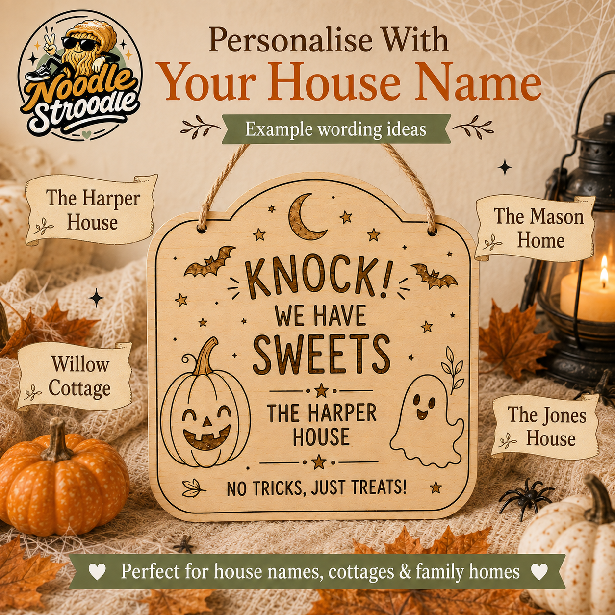 Personalised Reversible Halloween Trick or Treat Sweets Wooden Plaque - Image 8