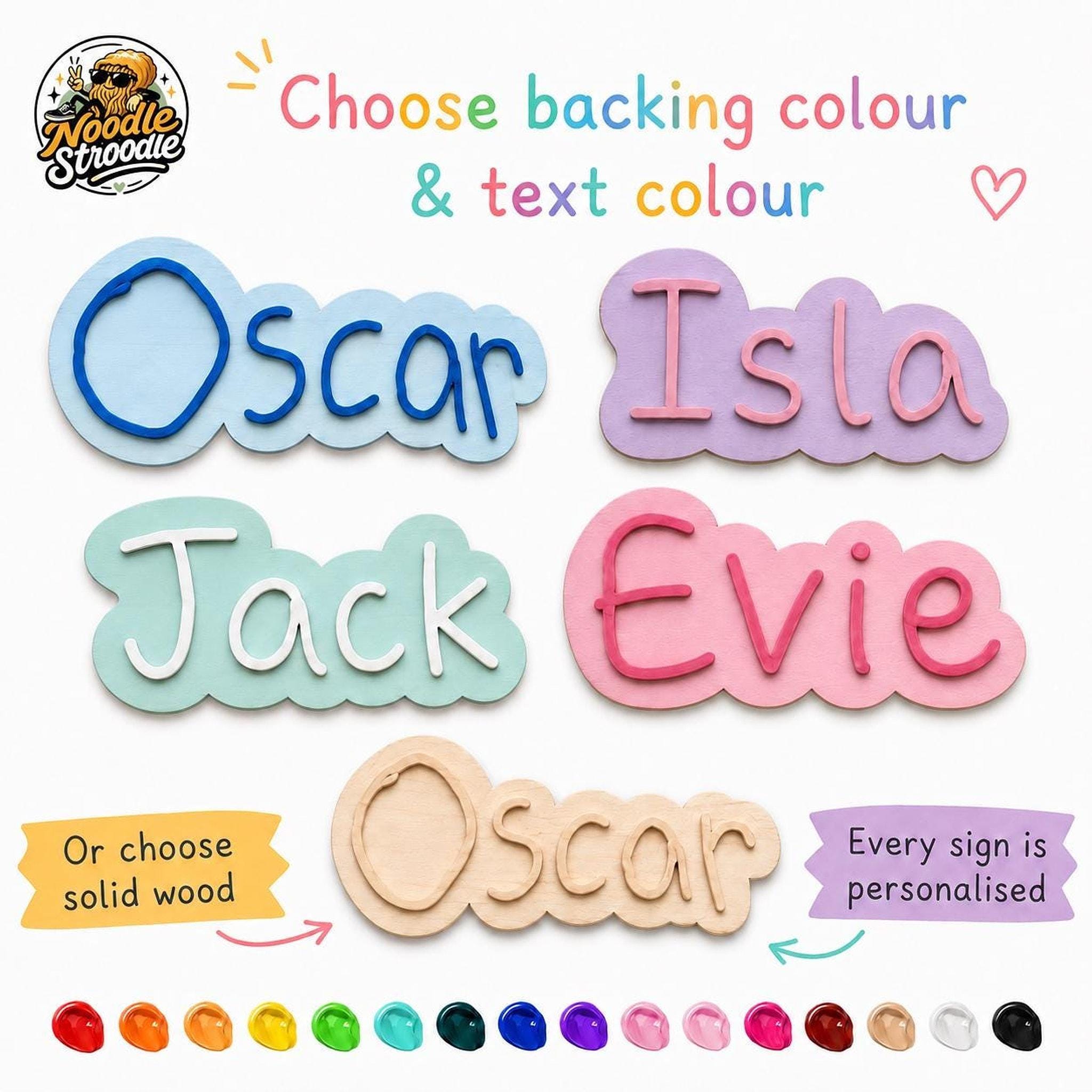 Wooden Name Plaque from Child Handwriting, Layered Wood Door Decor - Image 4
