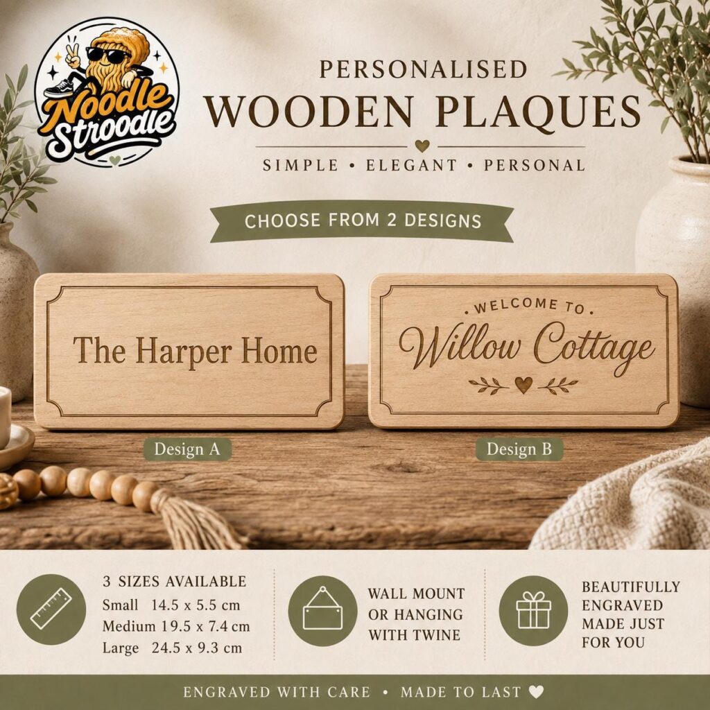 Personalised Wooden Plaque, Custom House Name Sign, Engraved Home Cottage Door Wall Hanging Gift