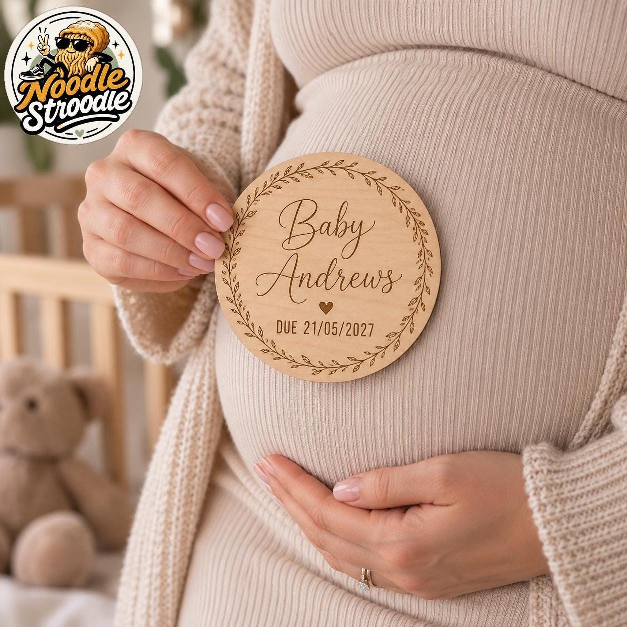 Wood Baby Plaque, Personalised Name And Due Date, 15cm Laser Engraved - Image 6
