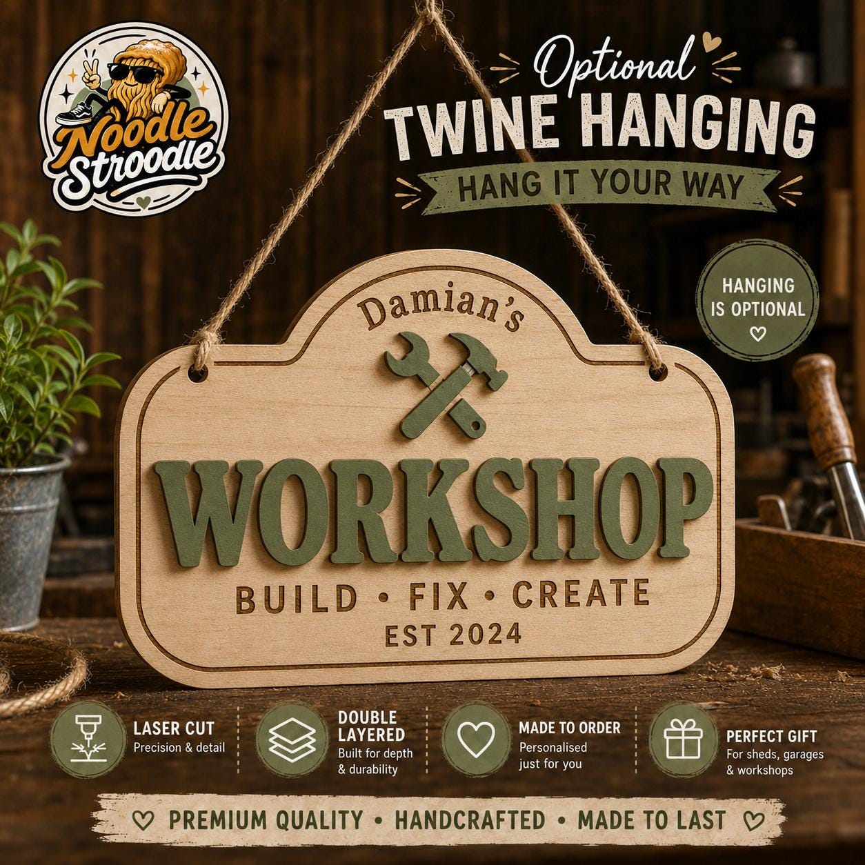 Personalised Wooden Shed Sign, Custom Workshop Garage Plaque, Man Cave Gift for Dad Grandad - Image 5
