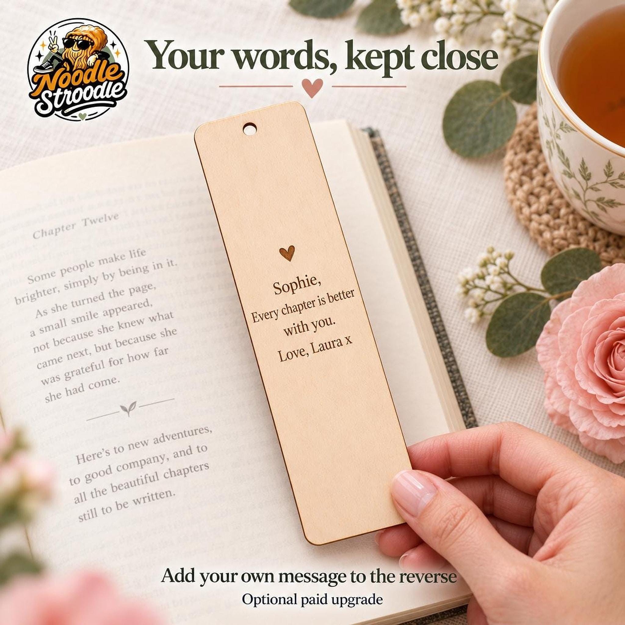 Personalised Wooden Bookmark, Engraved Name, Floral and Butterfly Designs, Gift for Book Lovers - Image 9