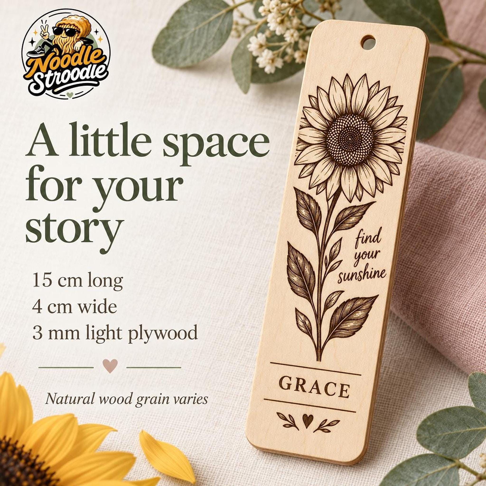 Personalised Wooden Bookmark, Engraved Name, Floral and Butterfly Designs, Gift for Book Lovers - Image 11
