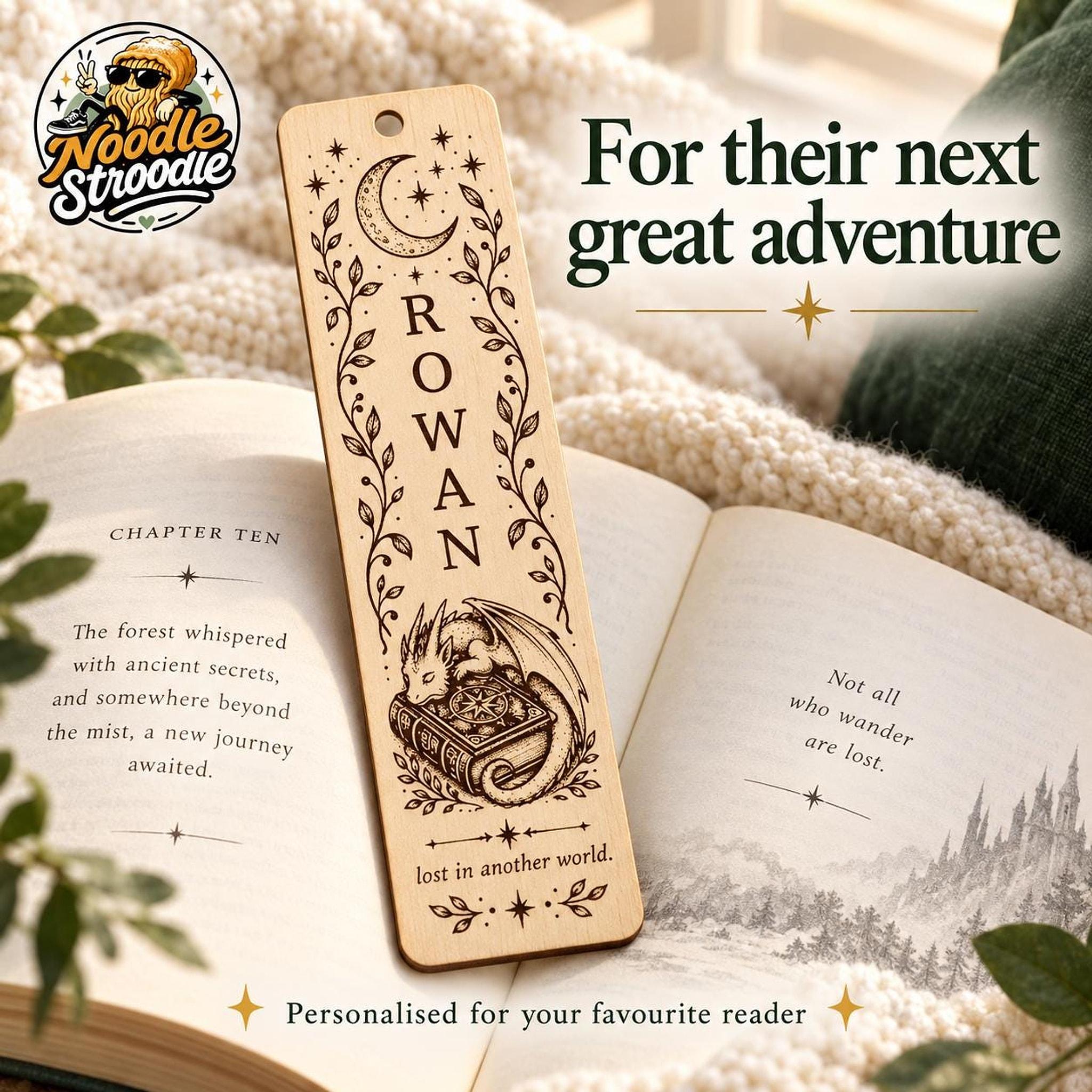 Personalised Wooden Dragon Bookmark, Engraved Name, Fantasy Book Lover Gift, Optional Back Message - Image 7