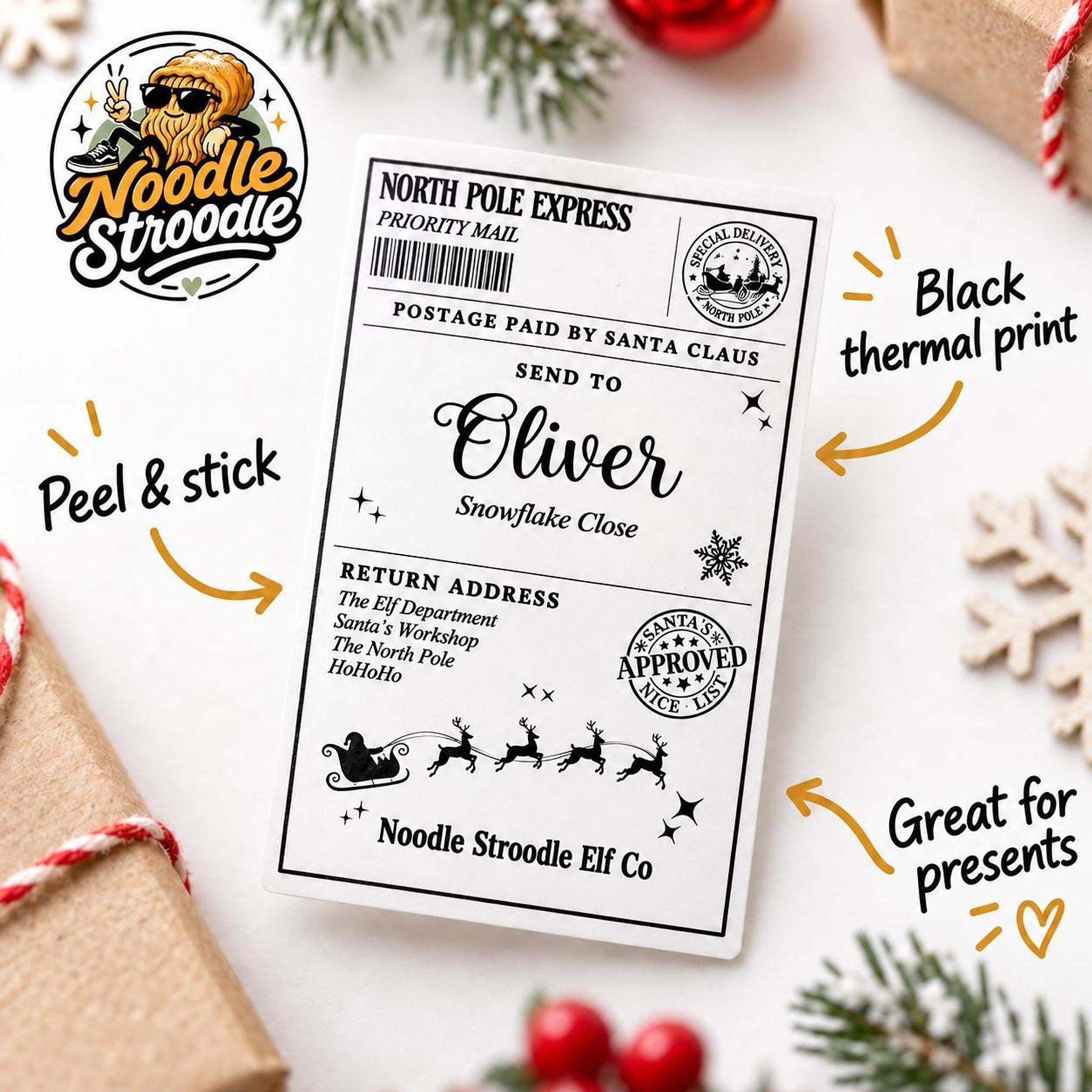 Santa Gift Labels, Personalised Name Stickers in Packs of 3, 6 or 10 - Image 4