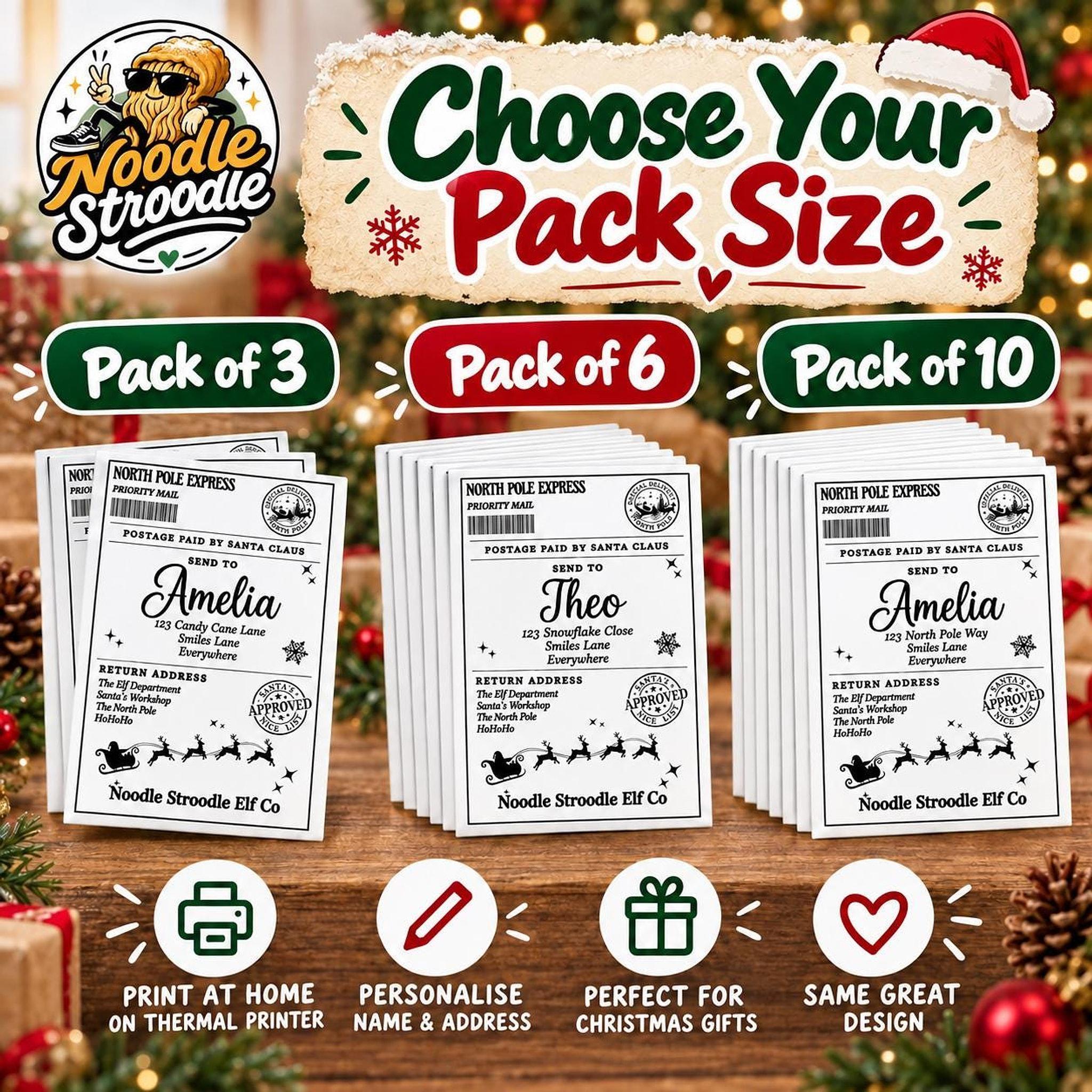 Santa Gift Labels, Personalised Name Stickers in Packs of 3, 6 or 10 - Image 7