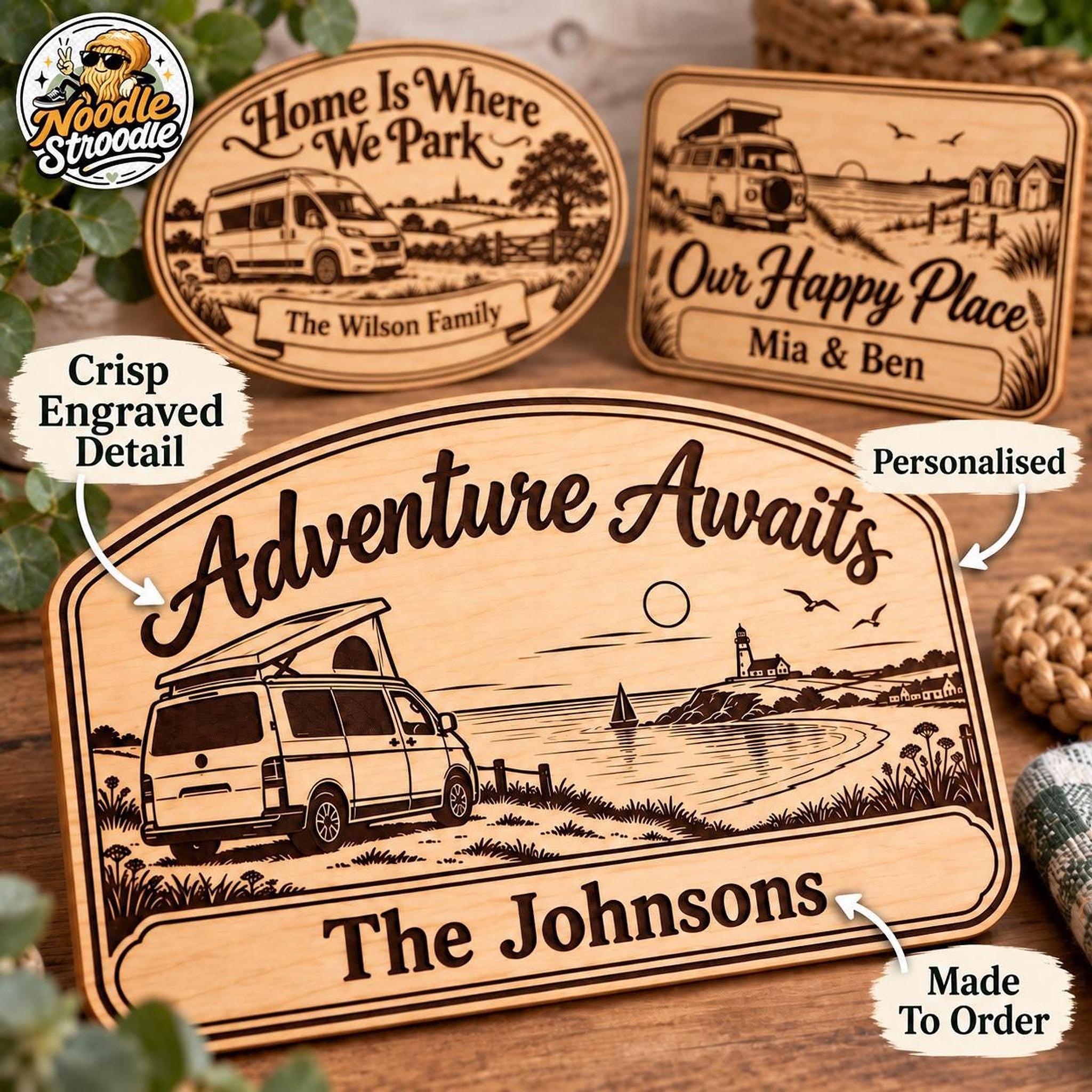 Wooden Camper Sign, Engraved Personalised Plaque for Campervan Decor - Image 3