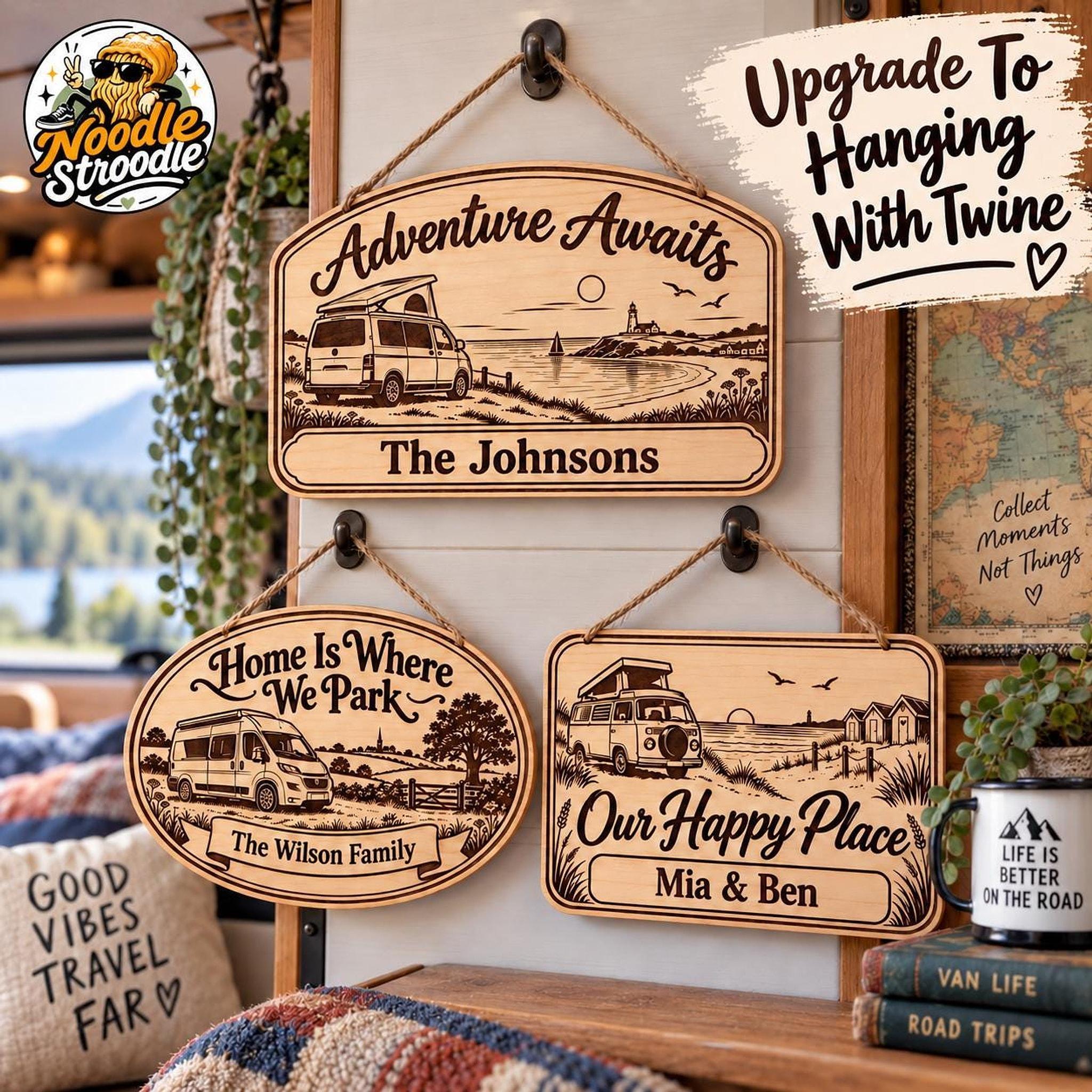 Wooden Camper Sign, Engraved Personalised Plaque for Campervan Decor - Image 5