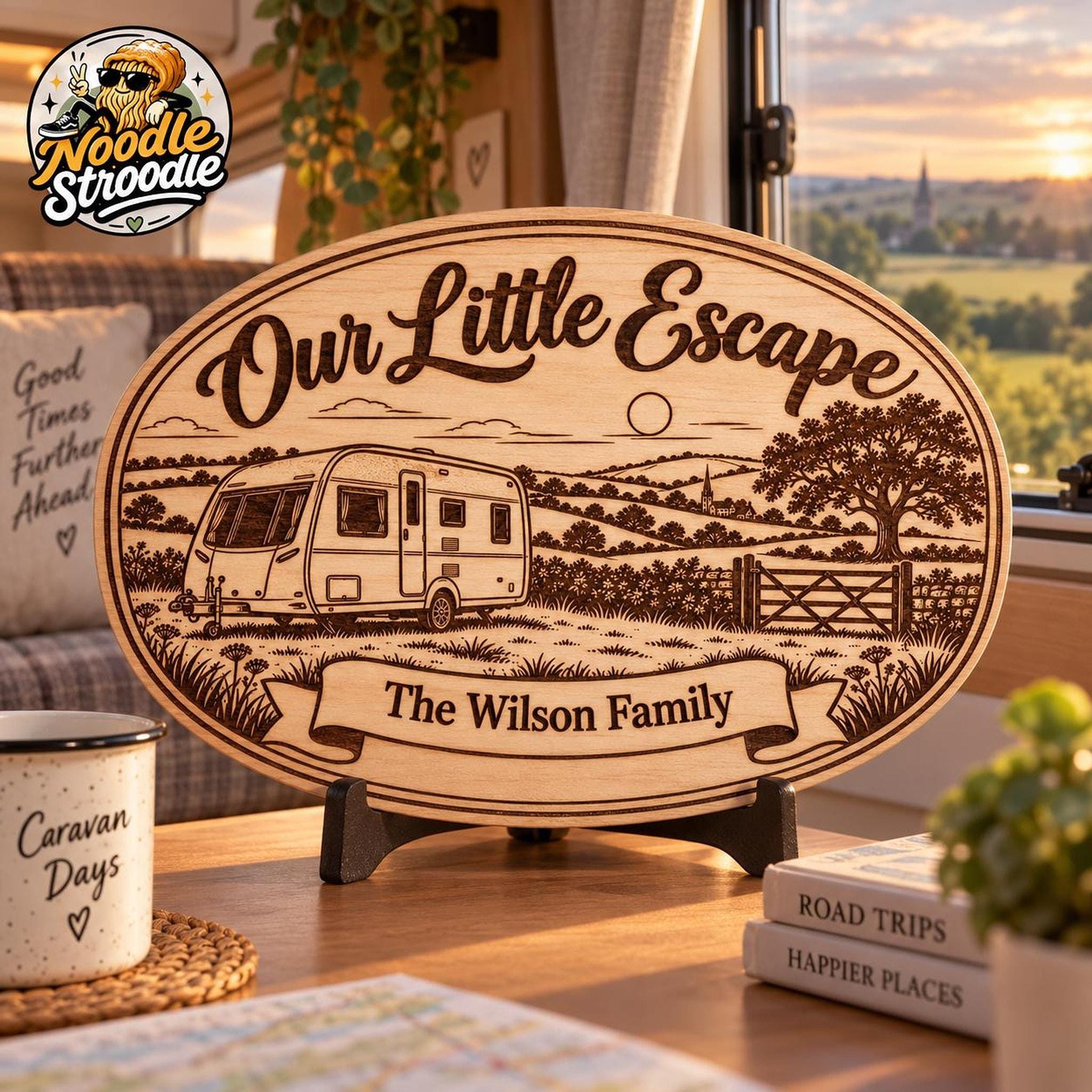 Personalised Caravan Wooden Plaque, Touring Custom Name Sign - Image 5