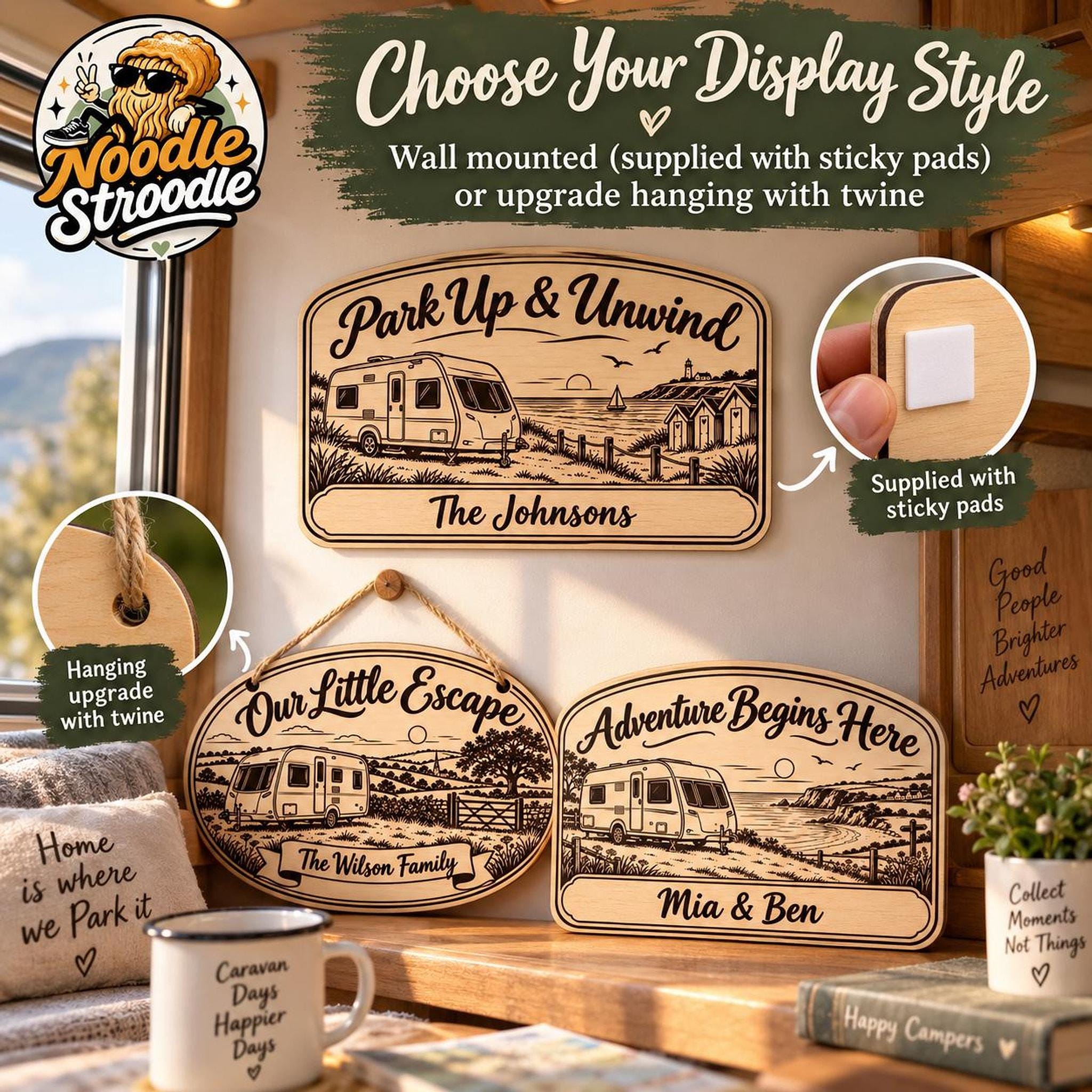 Personalised Caravan Wooden Plaque, Touring Custom Name Sign - Image 8