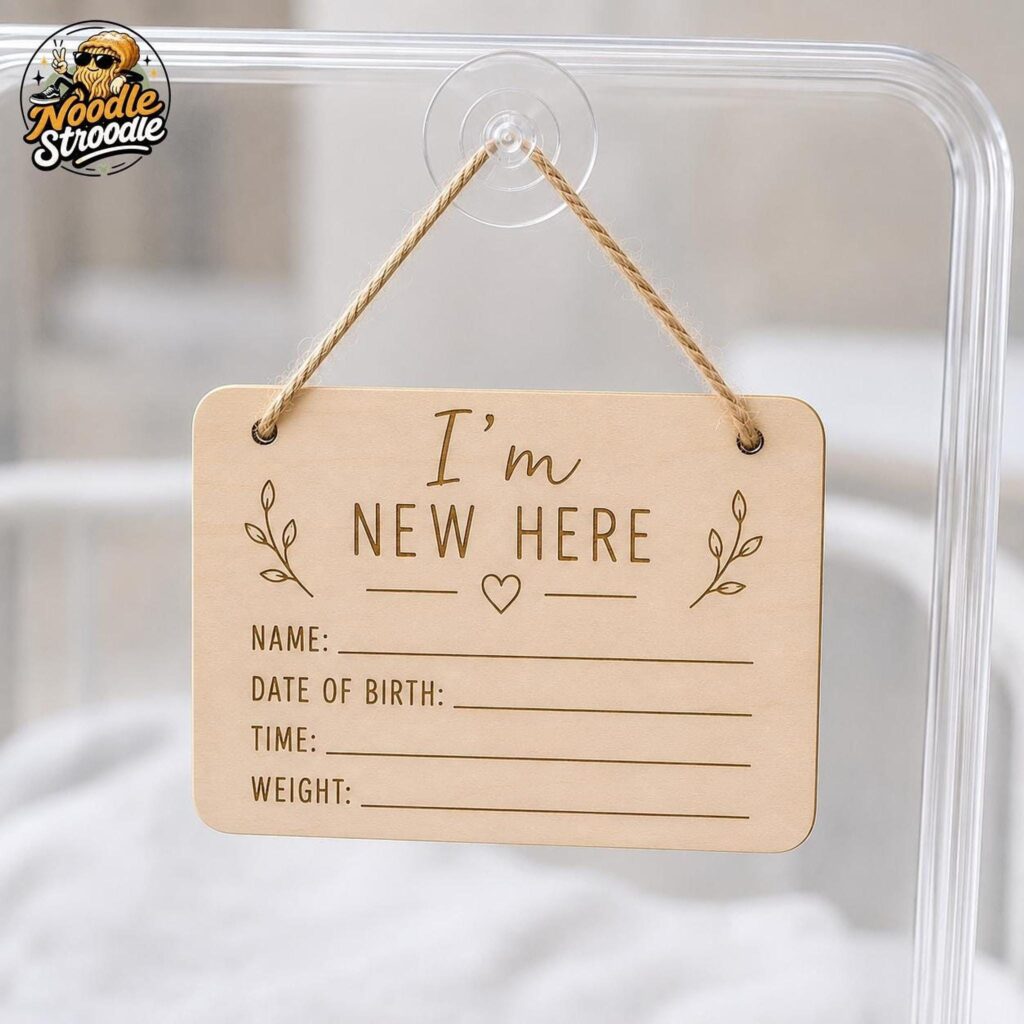 Personalised Baby Birth Announcement Sign, Newborn Hospital Cot Plaque, Wooden Keepsake, New Baby Gift