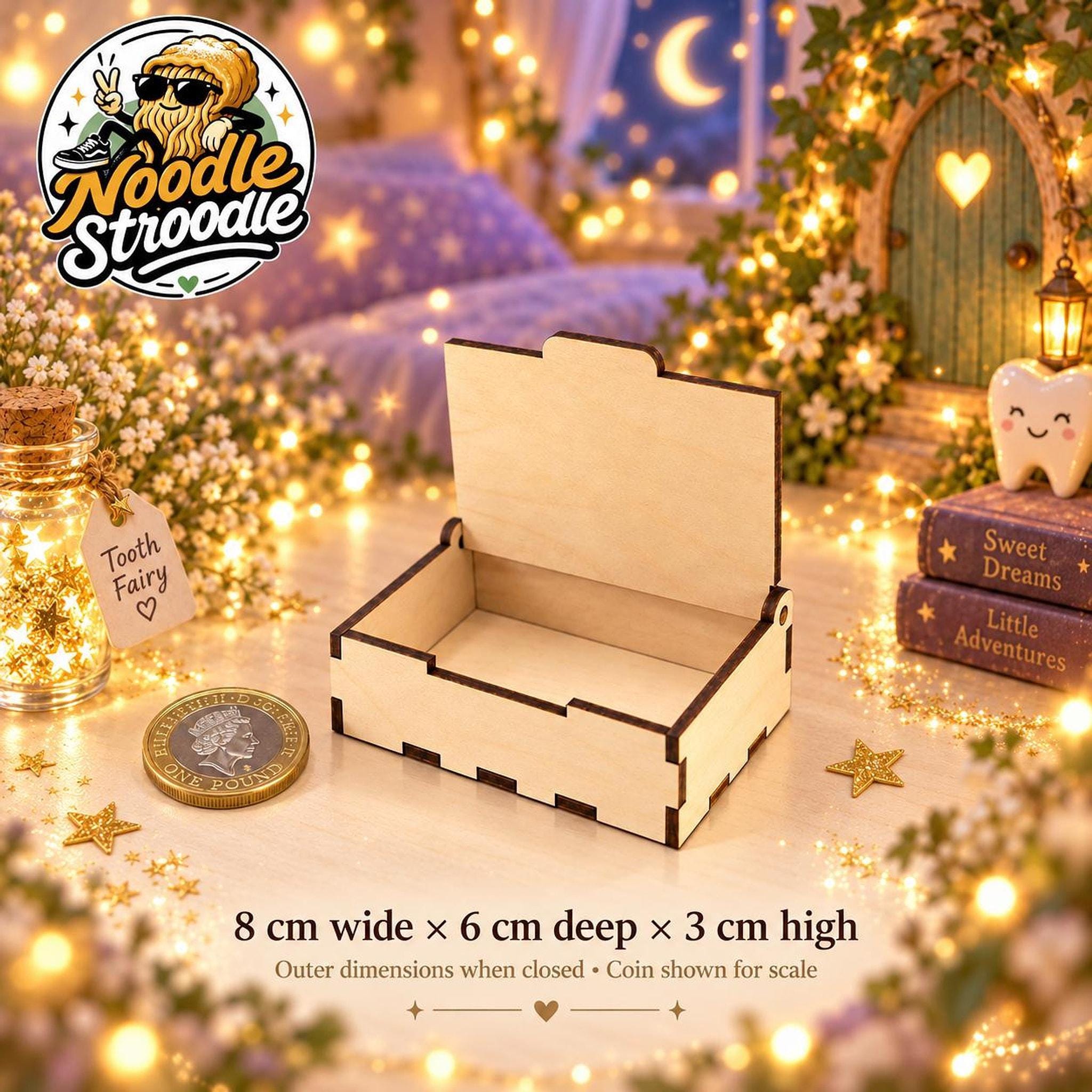 Tooth Fairy Box, Personalised Wooden Keepsake with Engraved Name, 8 cm - Image 7