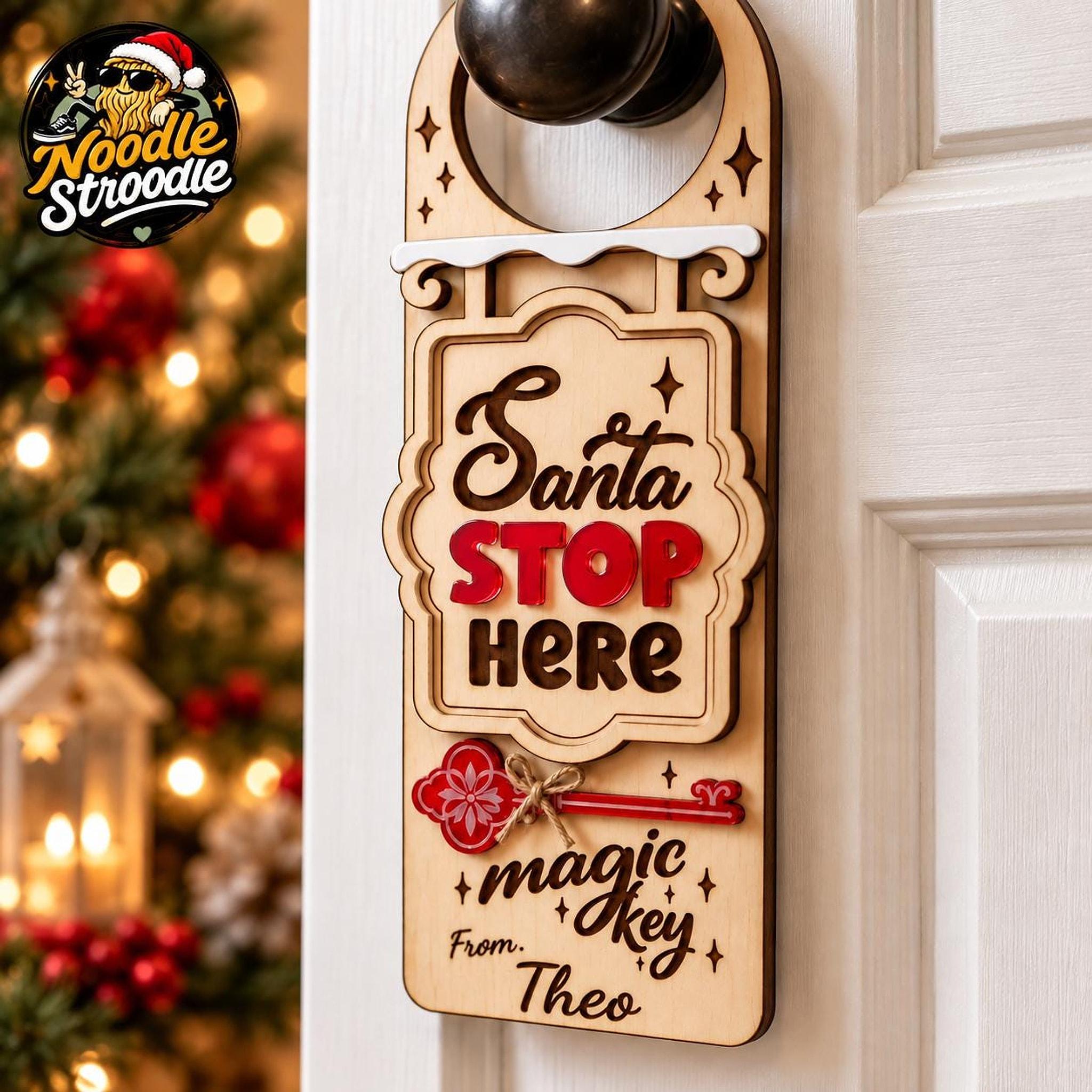 Personalised Santa Stop Here Door Hanger, Christmas Eve Magic Key Gift Set, Kids Keepsake - Image 8