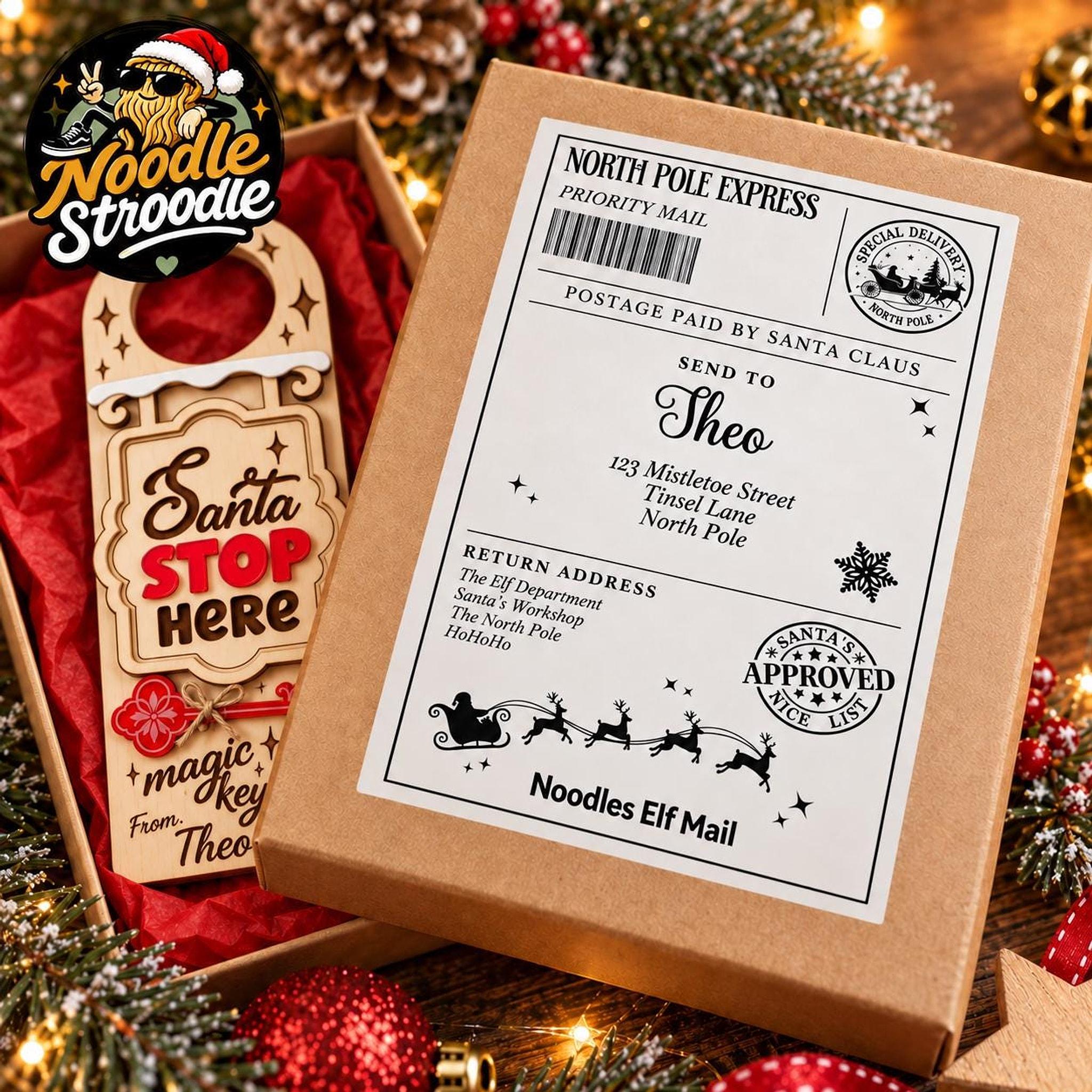 Personalised Santa Stop Here Door Hanger, Christmas Eve Magic Key Gift Set, Kids Keepsake - Image 9