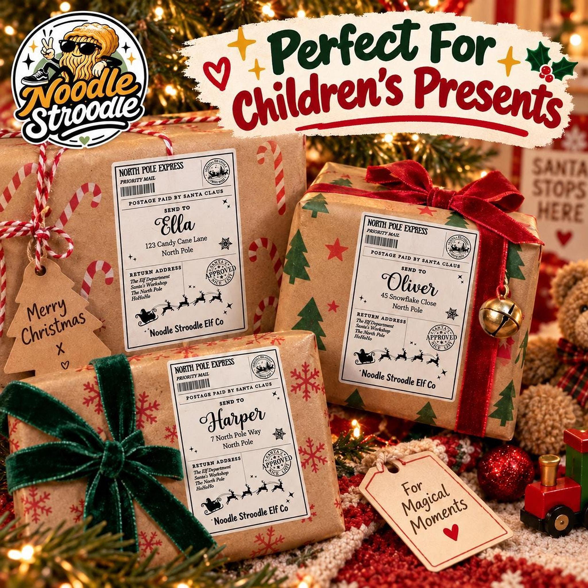 Santa Gift Labels, Personalised Name Stickers in Packs of 3, 6 or 10 - Image 2