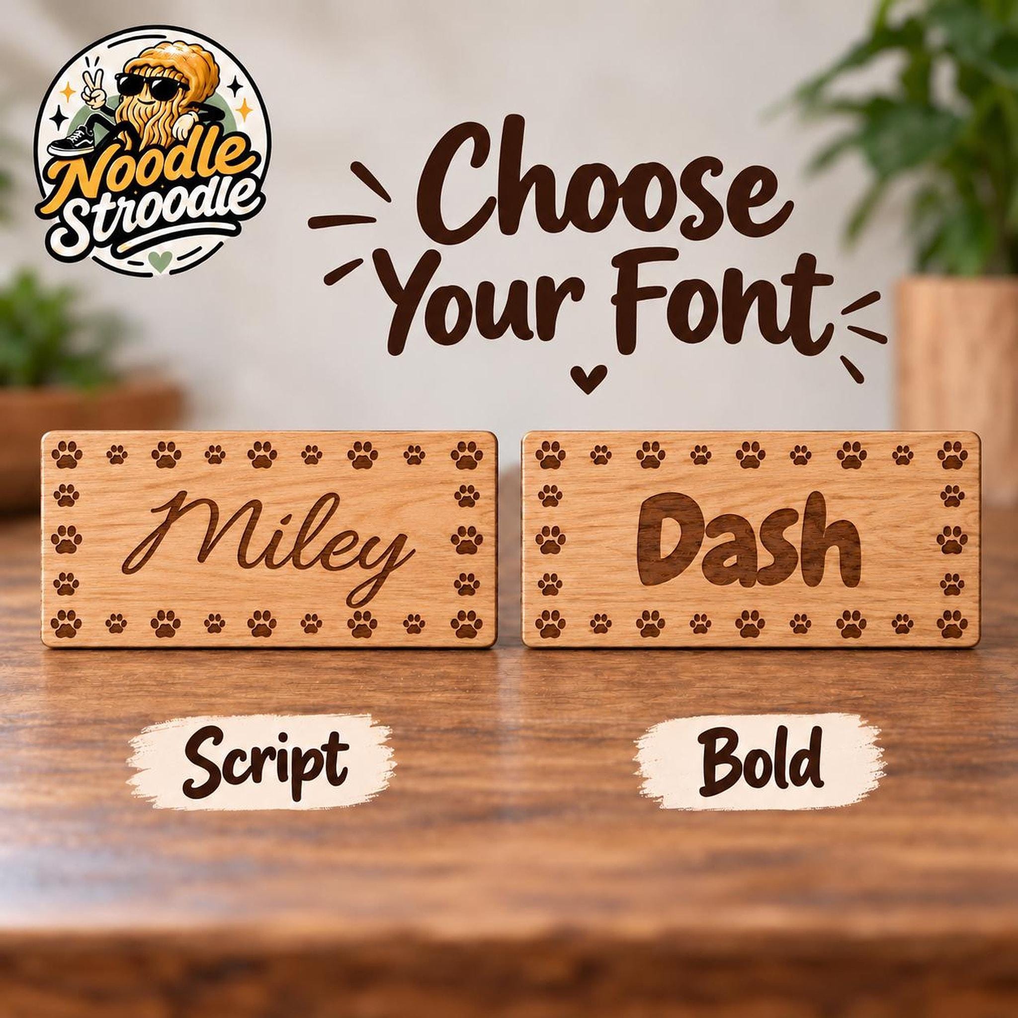 Dog Name Plaque, Laser Engraved Wooden Pet Sign with Paw Prints - Image 8