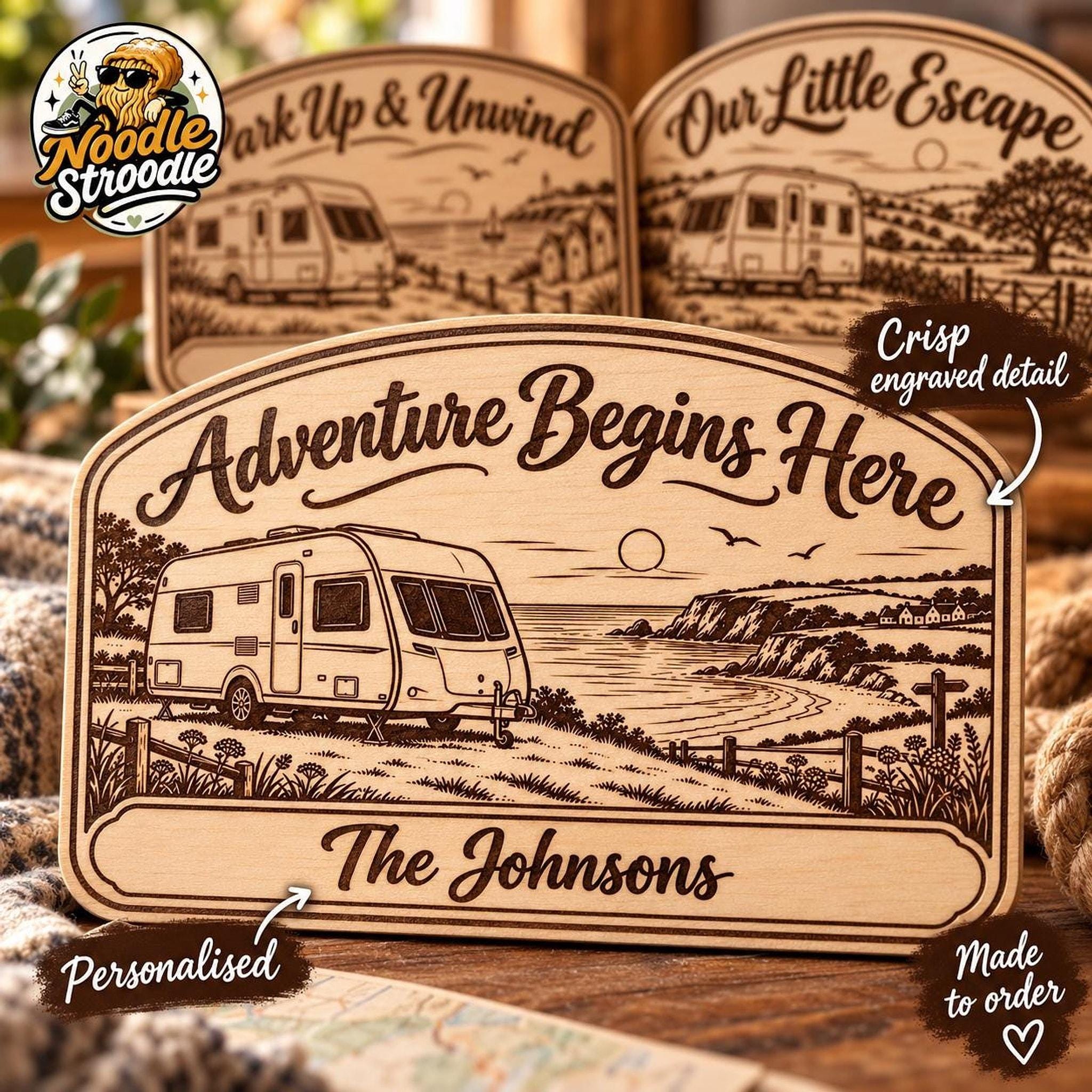Personalised Caravan Wooden Plaque, Touring Custom Name Sign - Image 3