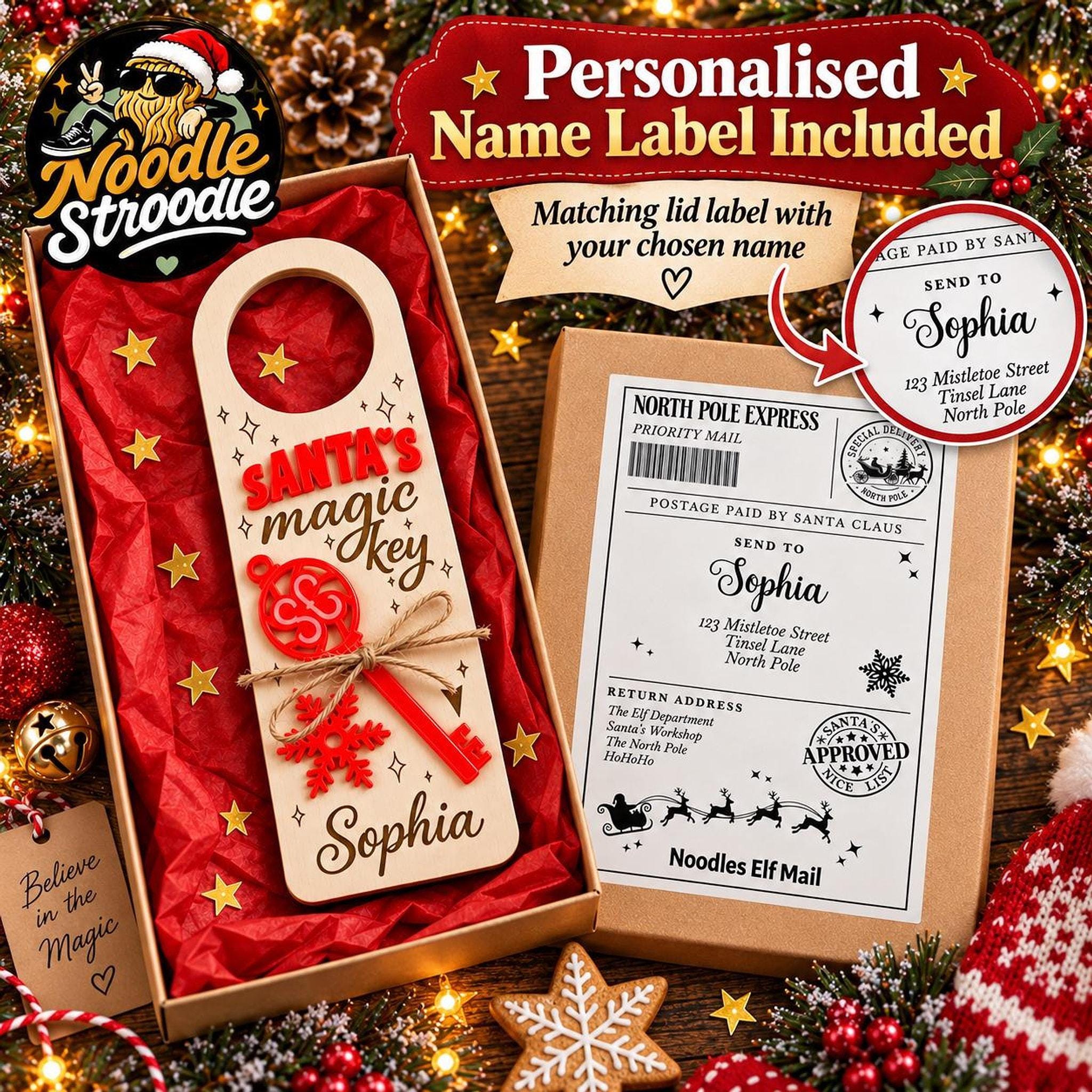 Personalised Santa’s Magic Key Door Hanger, Christmas Eve Gift Box, No Chimney Keepsake - Image 3